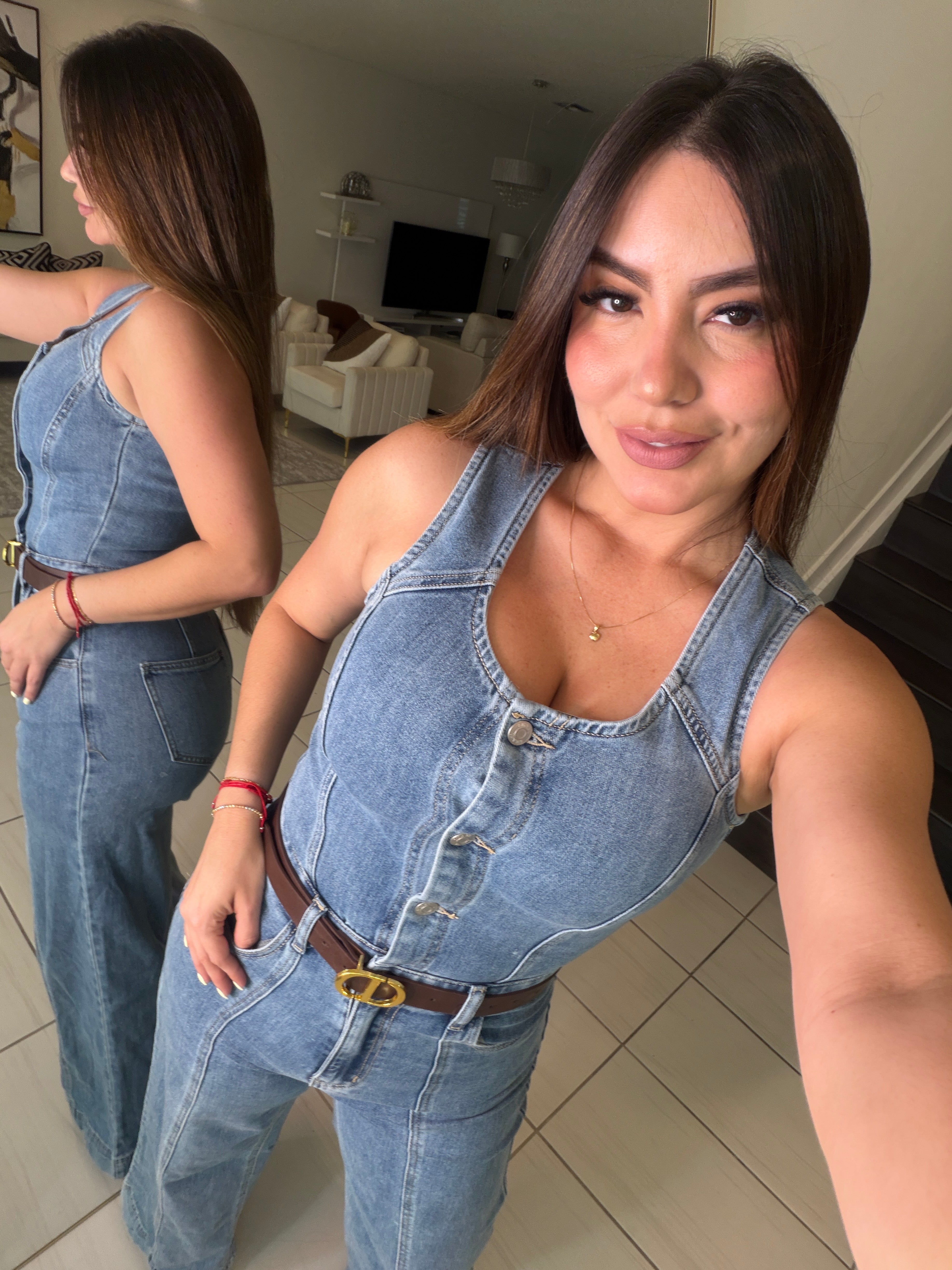 Luxe Stitch Denim Jumpsuit