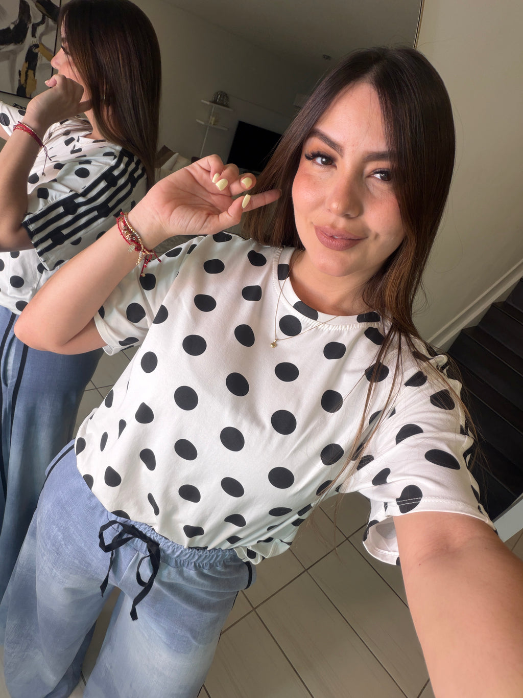 Divine Black Dots in White Tshirt