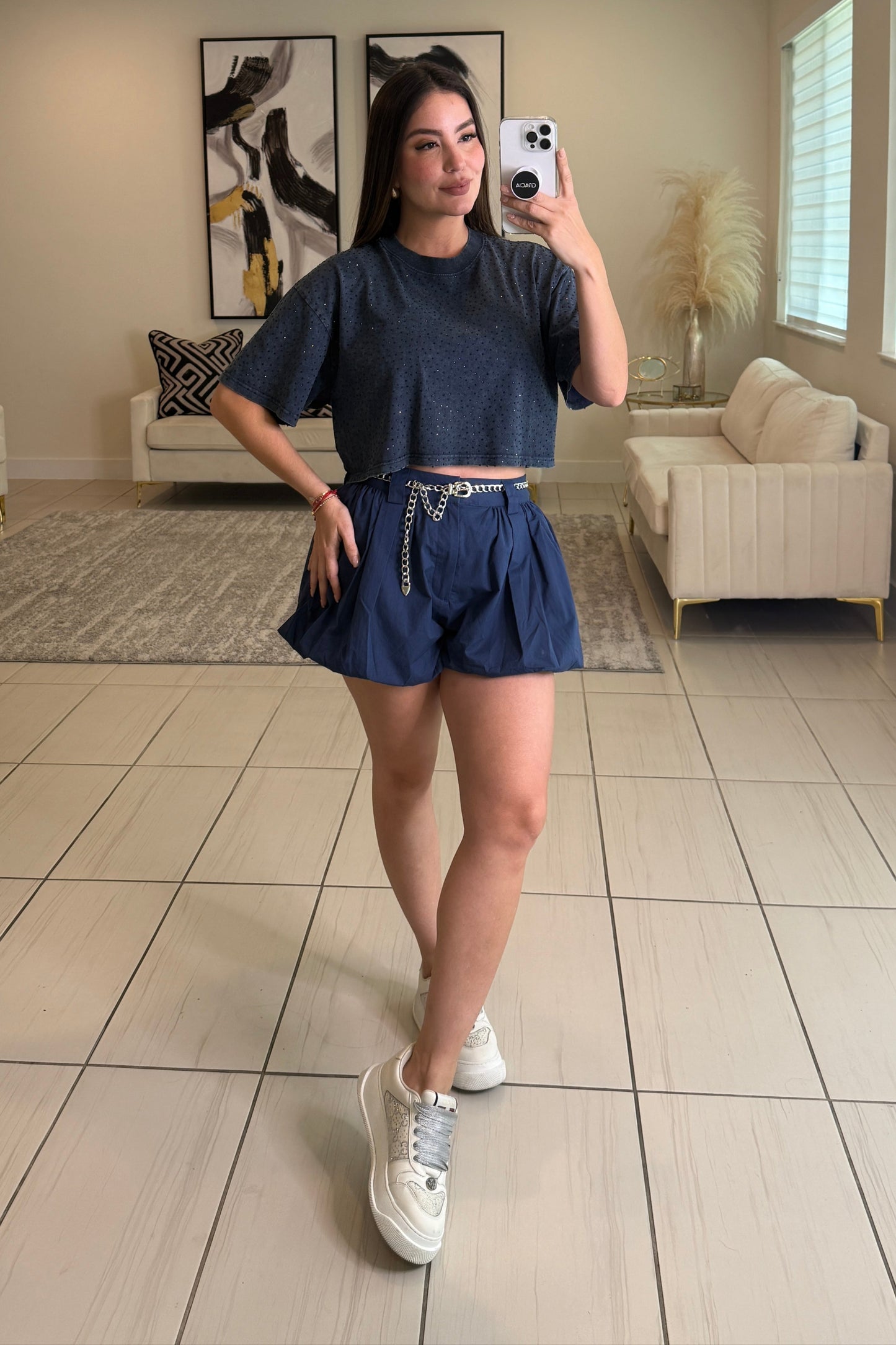 Sweetest Bubble Navy Blue Short