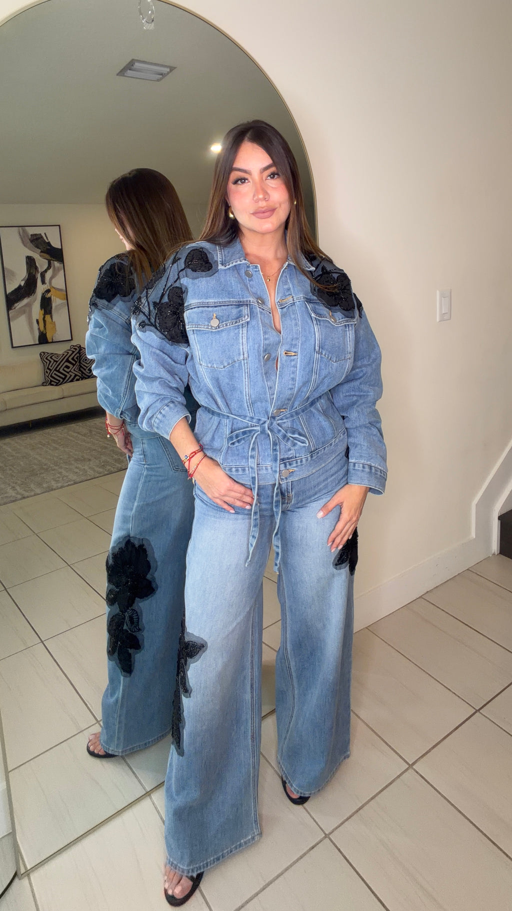 Black Prairie Denim Pant Set