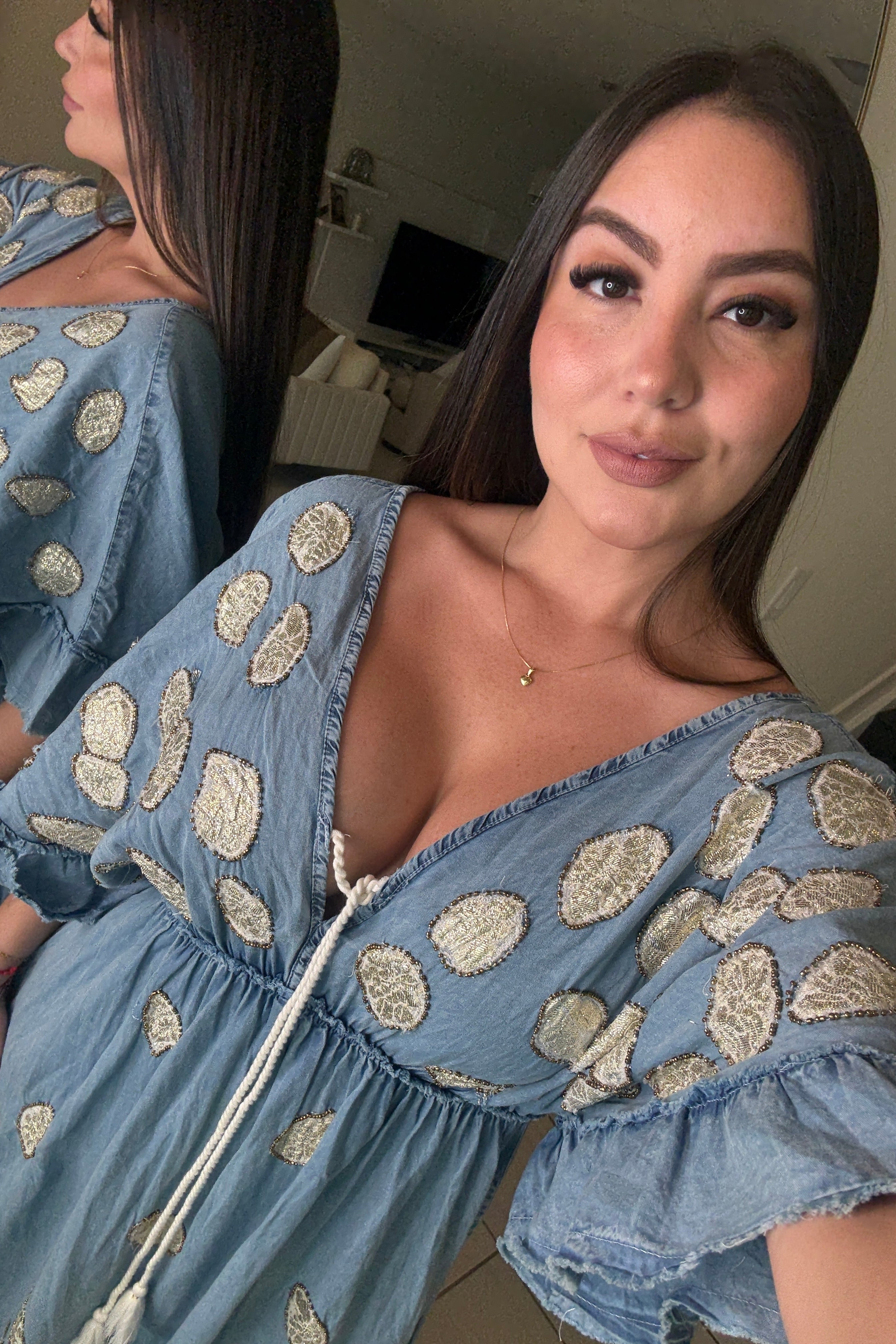 BohoChic Denim Maxi Dress