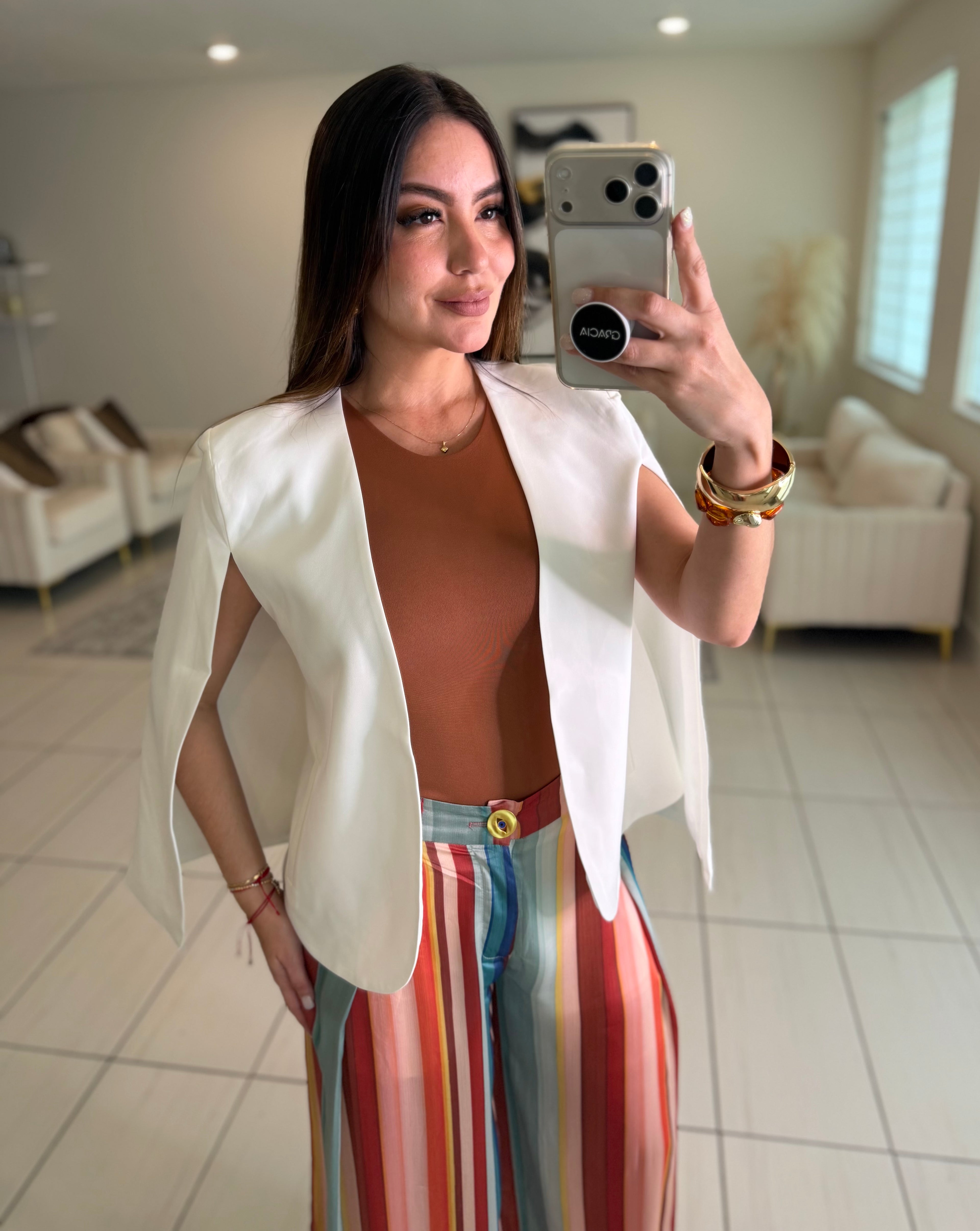 Cascading Cape White Blazer