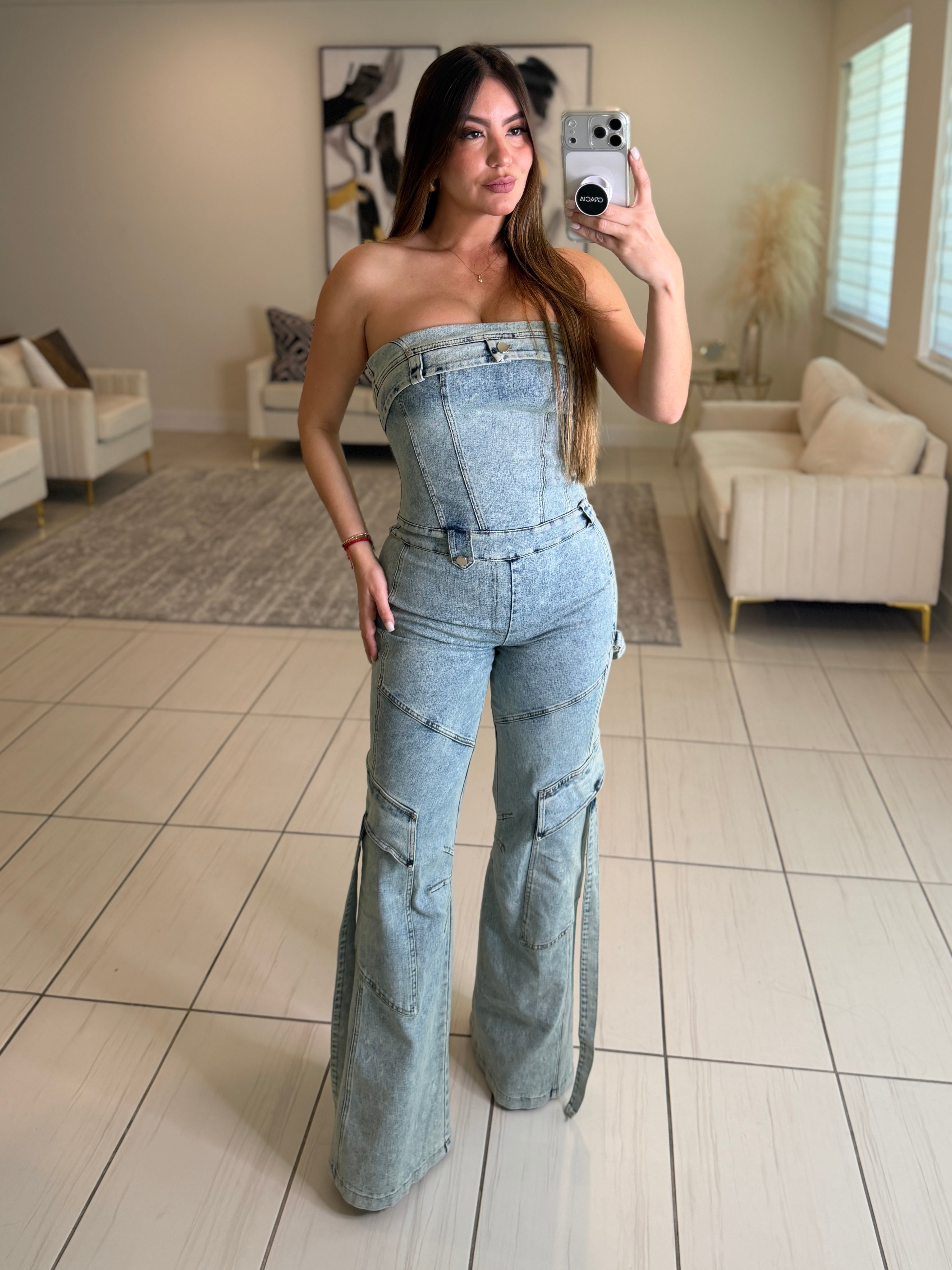 Sculpted Ease Denim Jumpsuit