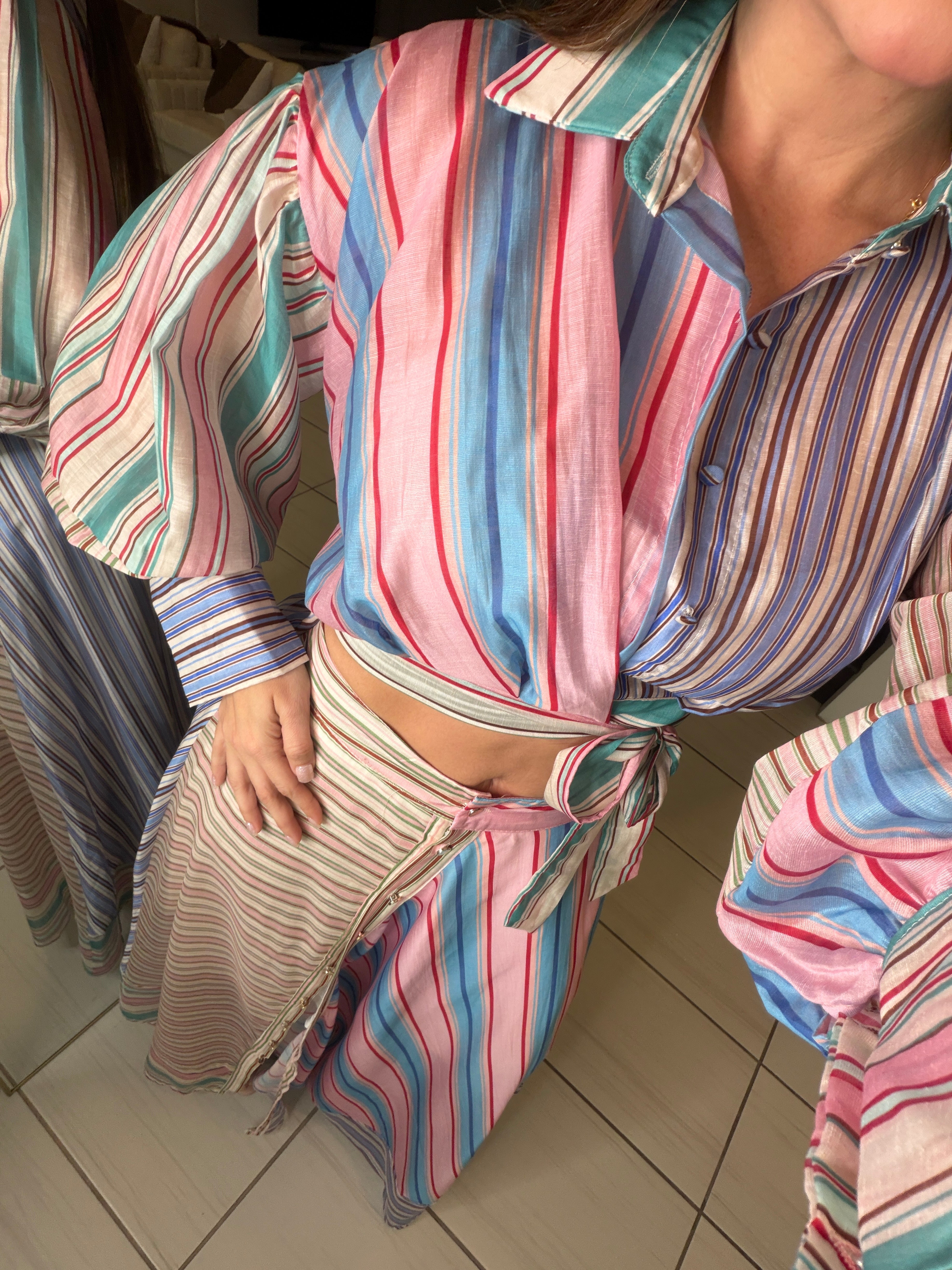 Rebellion Striped Colorful Skirt Set