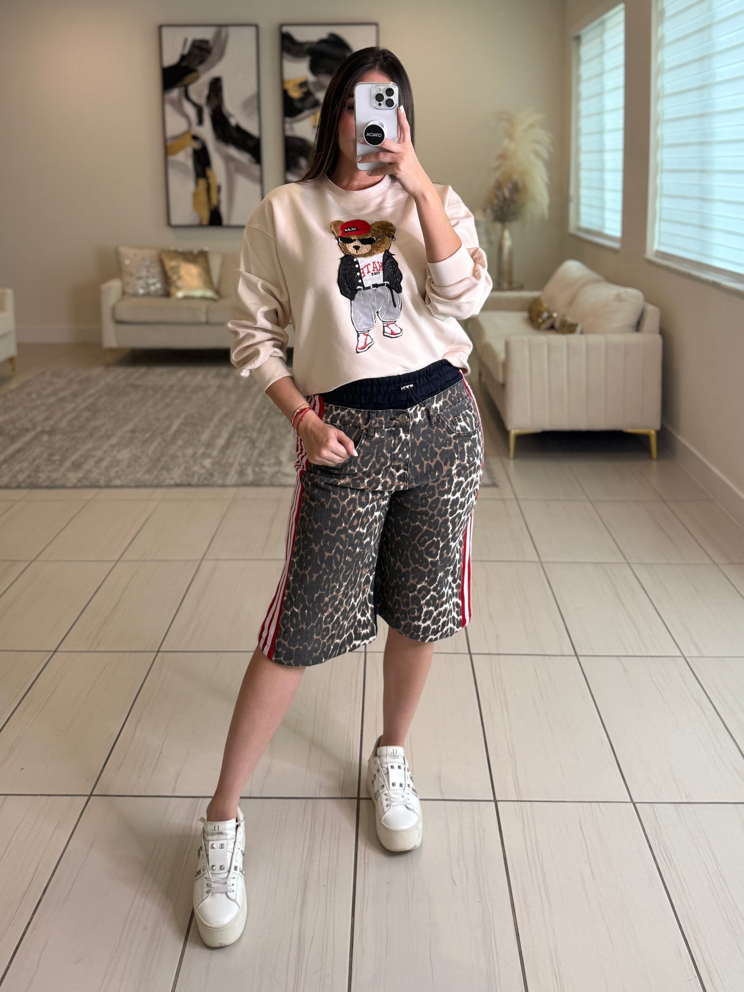 Wild Leopard Red Strip Short