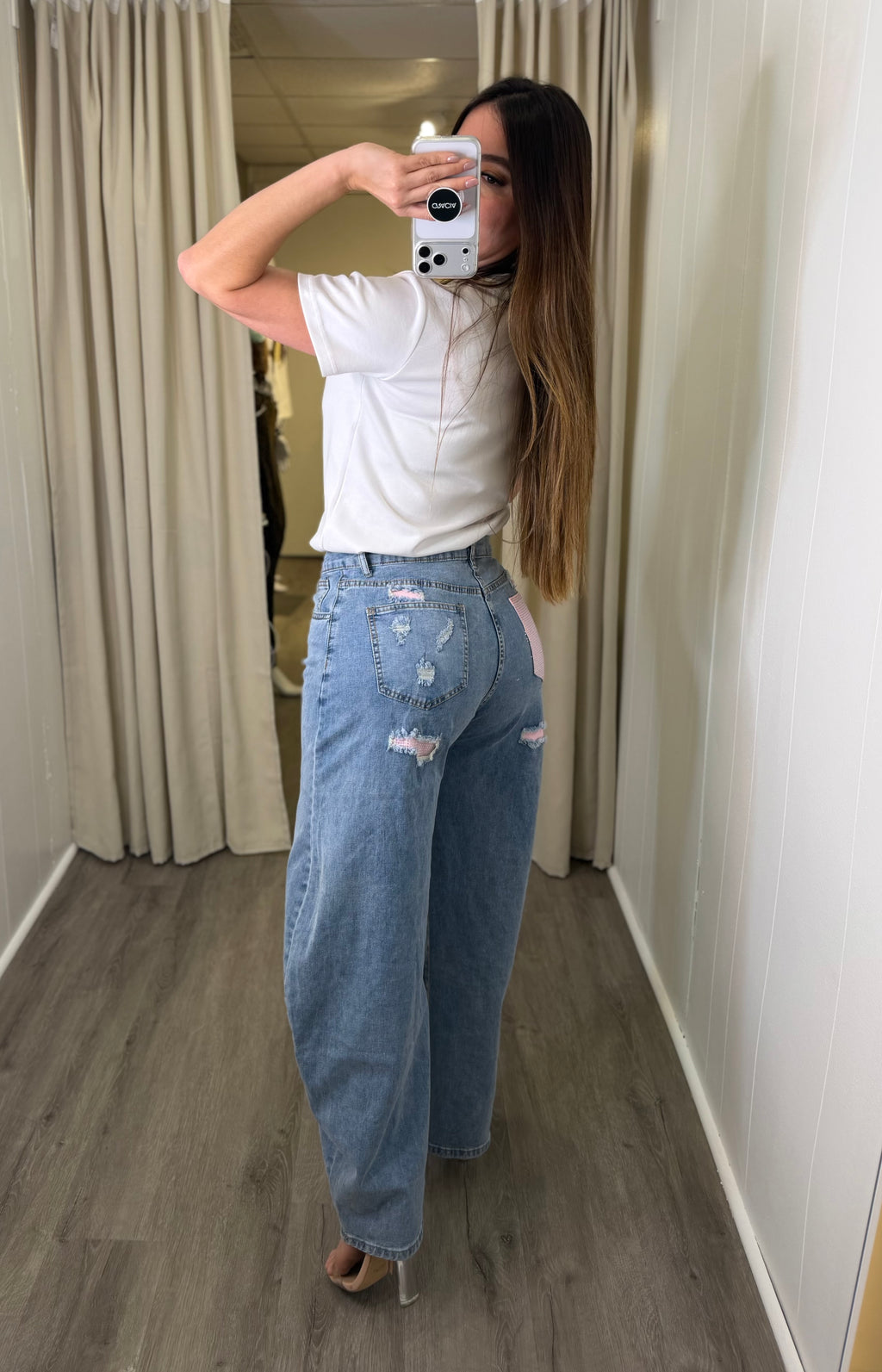 Parisian Pink Crystal Denim Pants