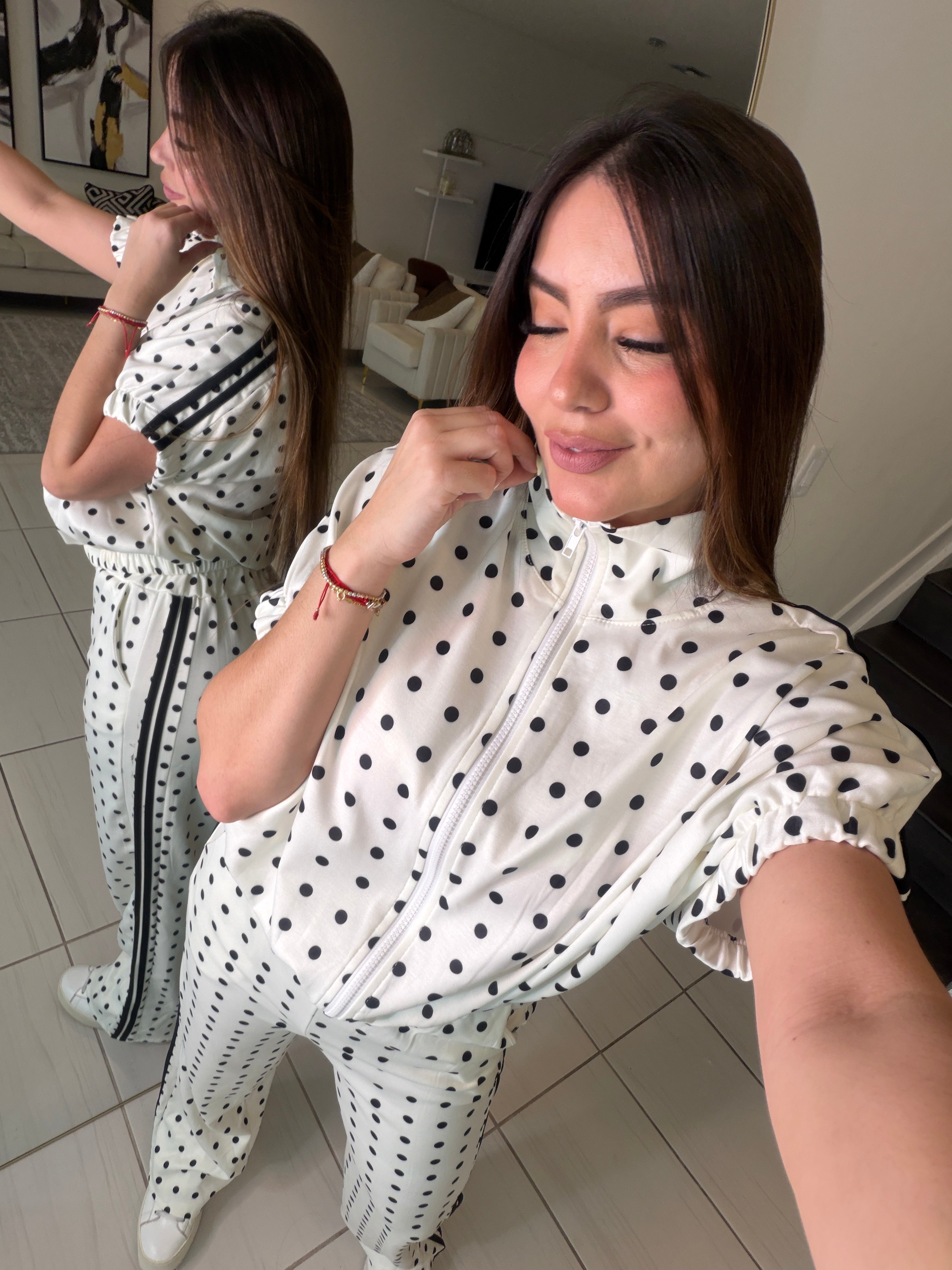 Italian Dots White Pants Set