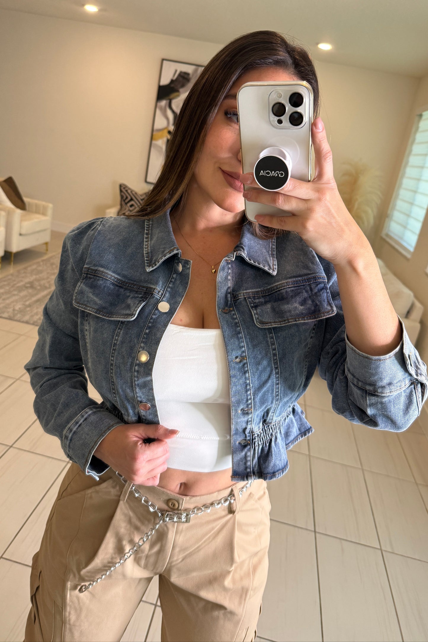 Luxe Horizon Blue Denim Jacket