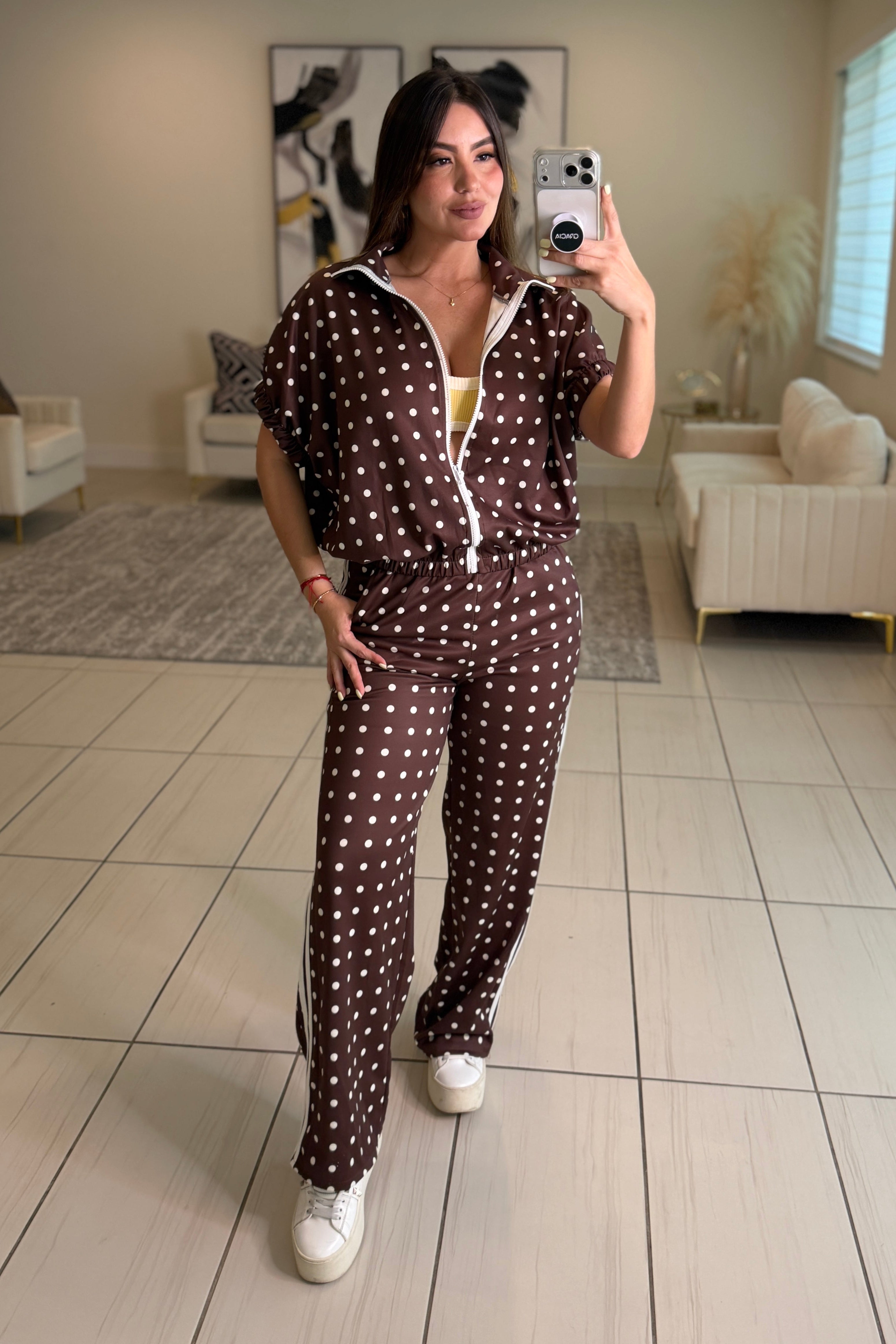 Italian Dots Brown Pants Set