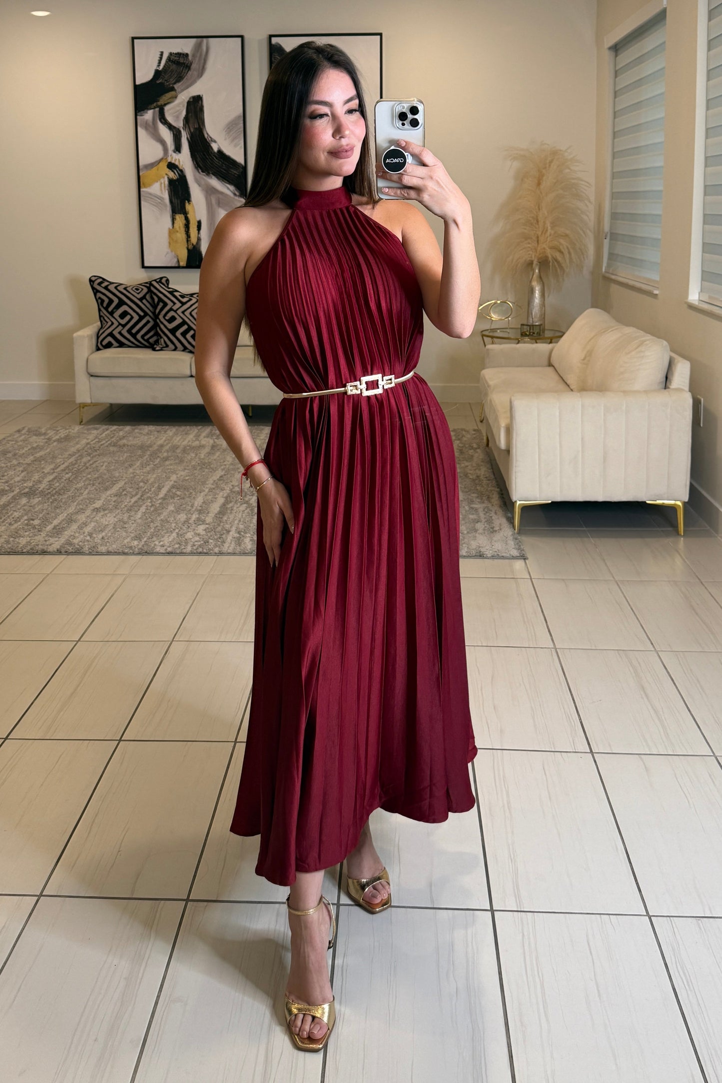 Radiant Red Wine Midi Dress