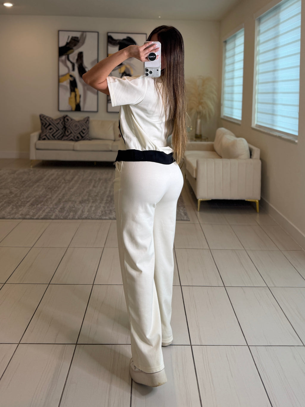 Iconic Muse White and Black Pant Set