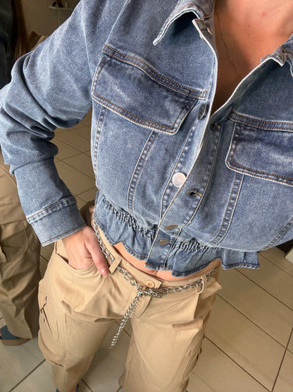 Luxe Horizon Blue Denim Jacket