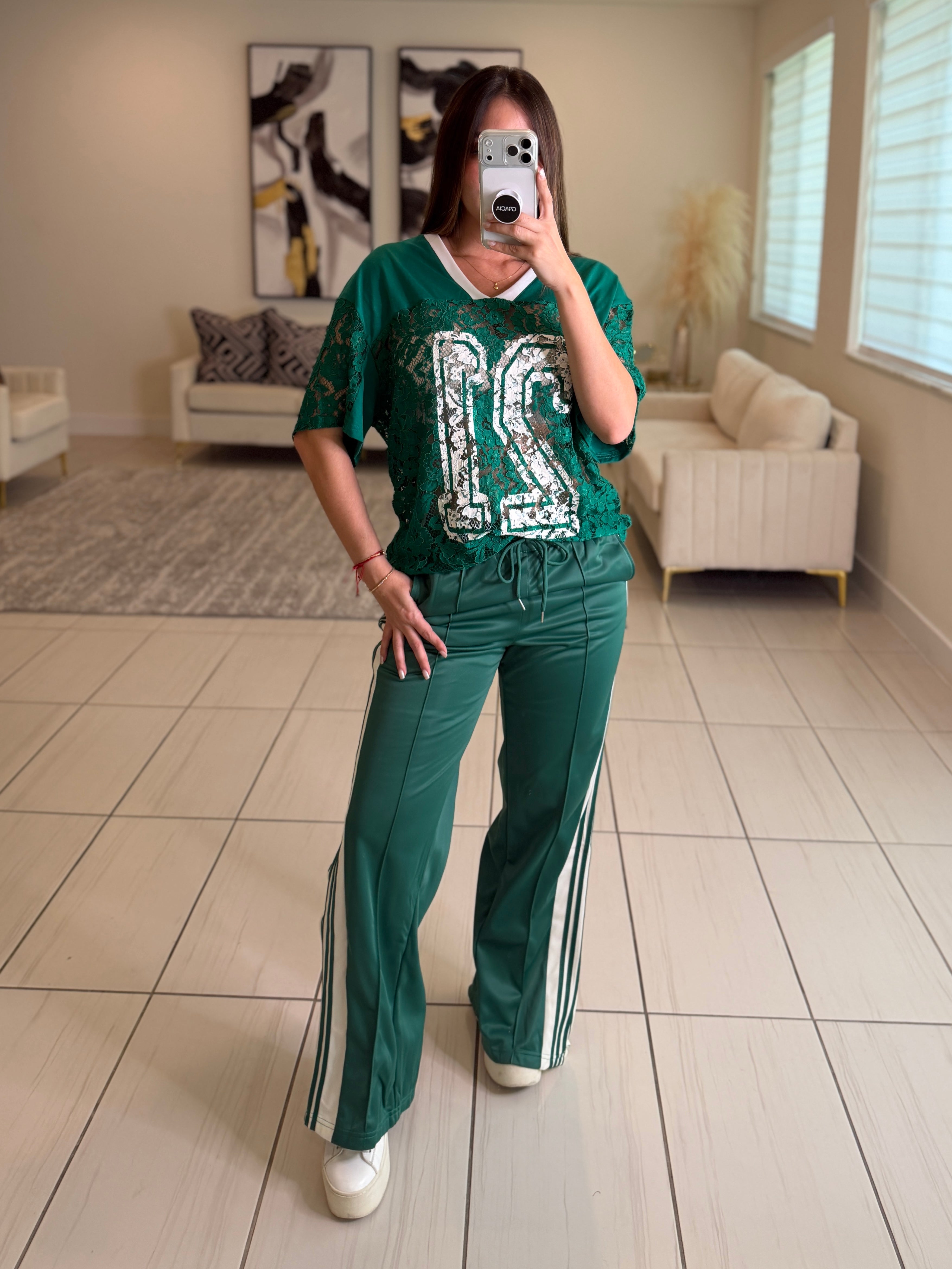 Sporty Chic Green Comfy Pant Set