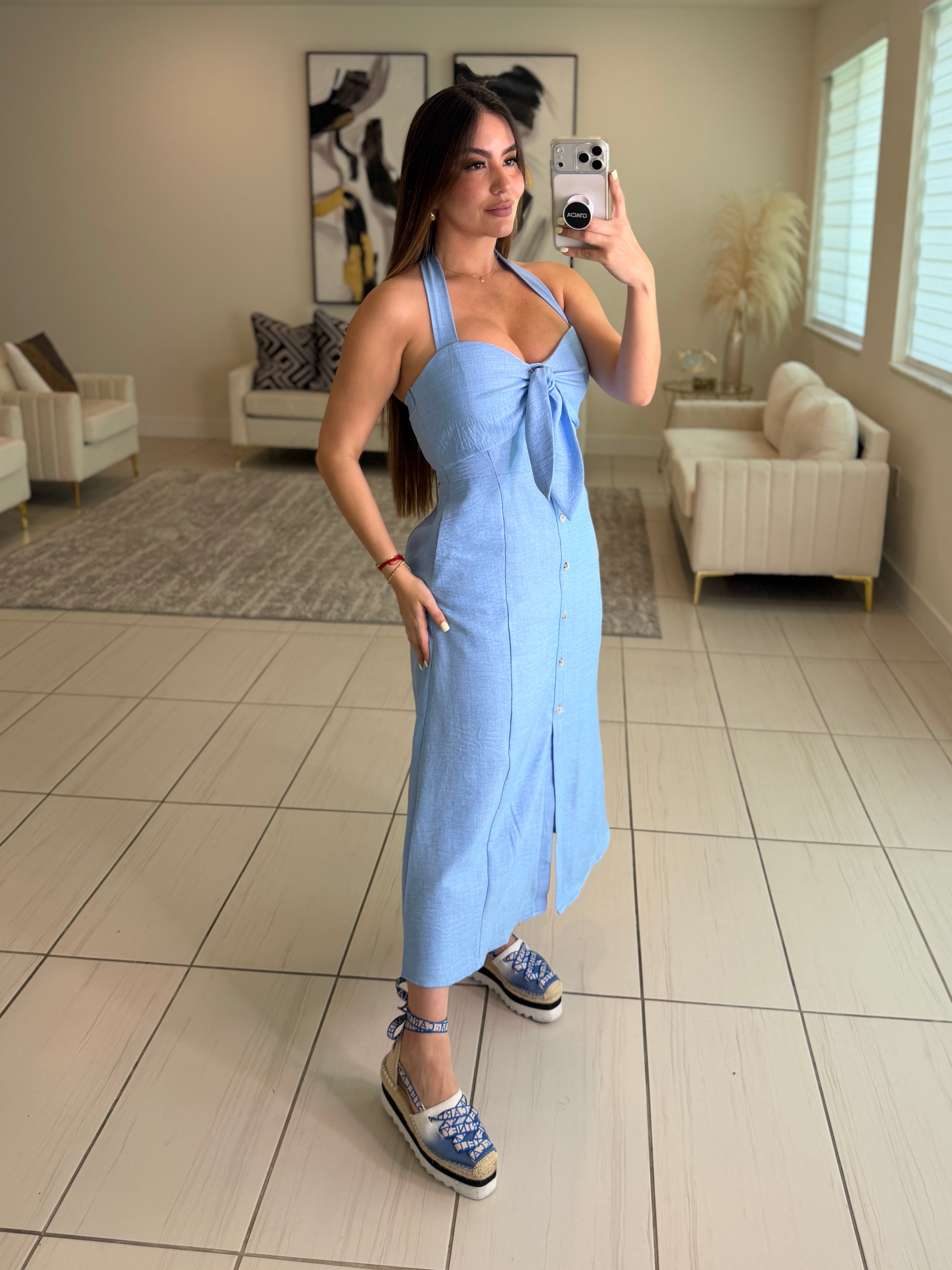 Enchanted Aura Blue Midi Dress