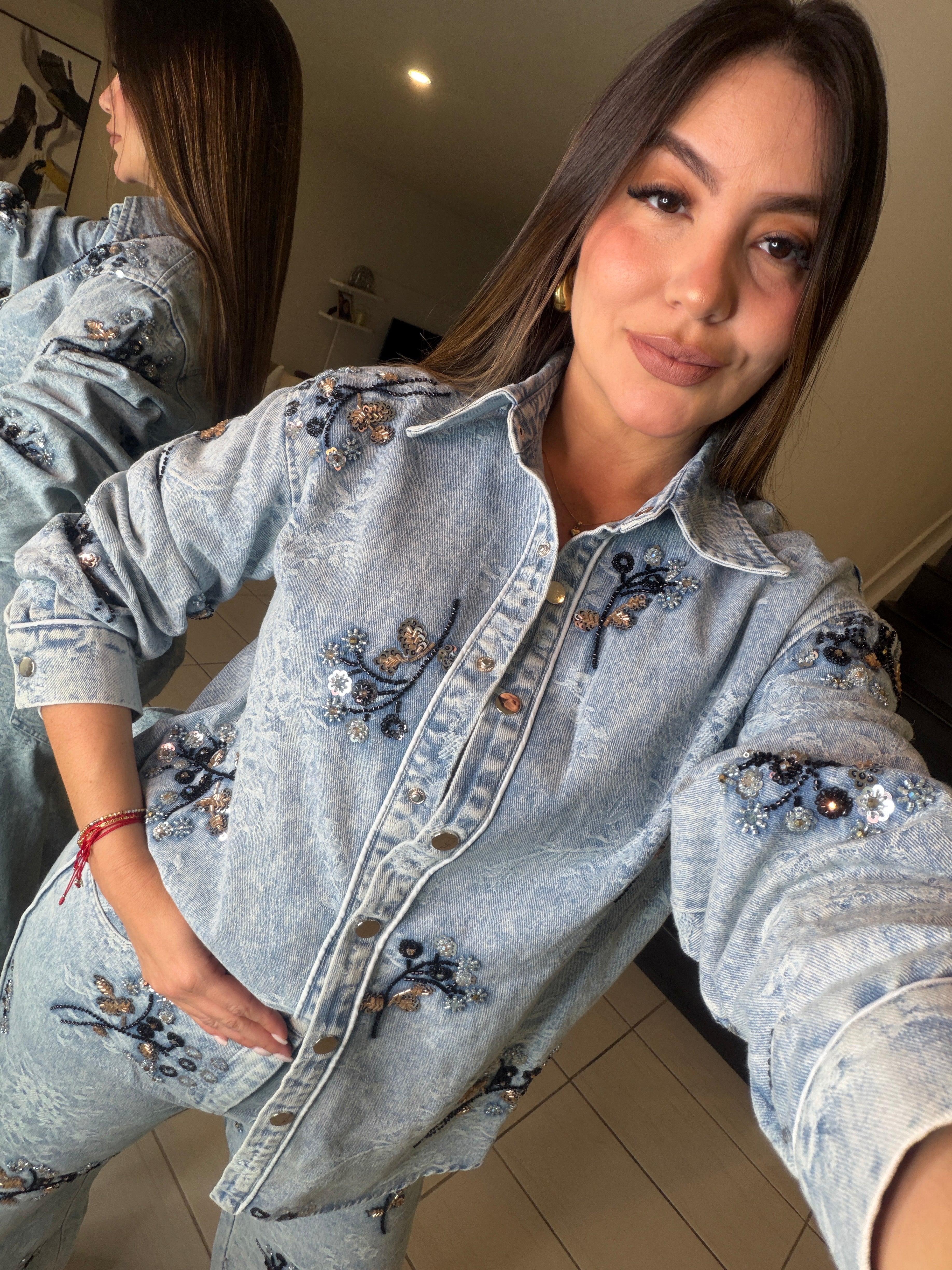 Perfect Details Denim Pant Set