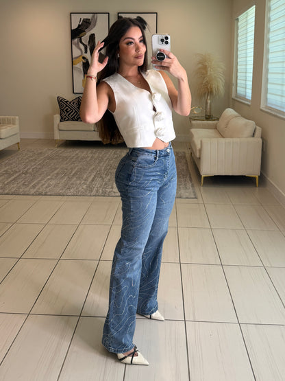 Brightness Lines Denim Pants