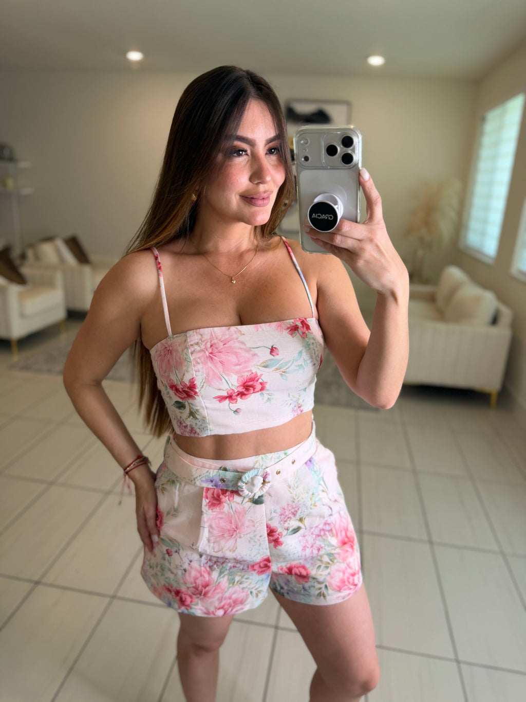 Sweetest Floral Pink Short Set