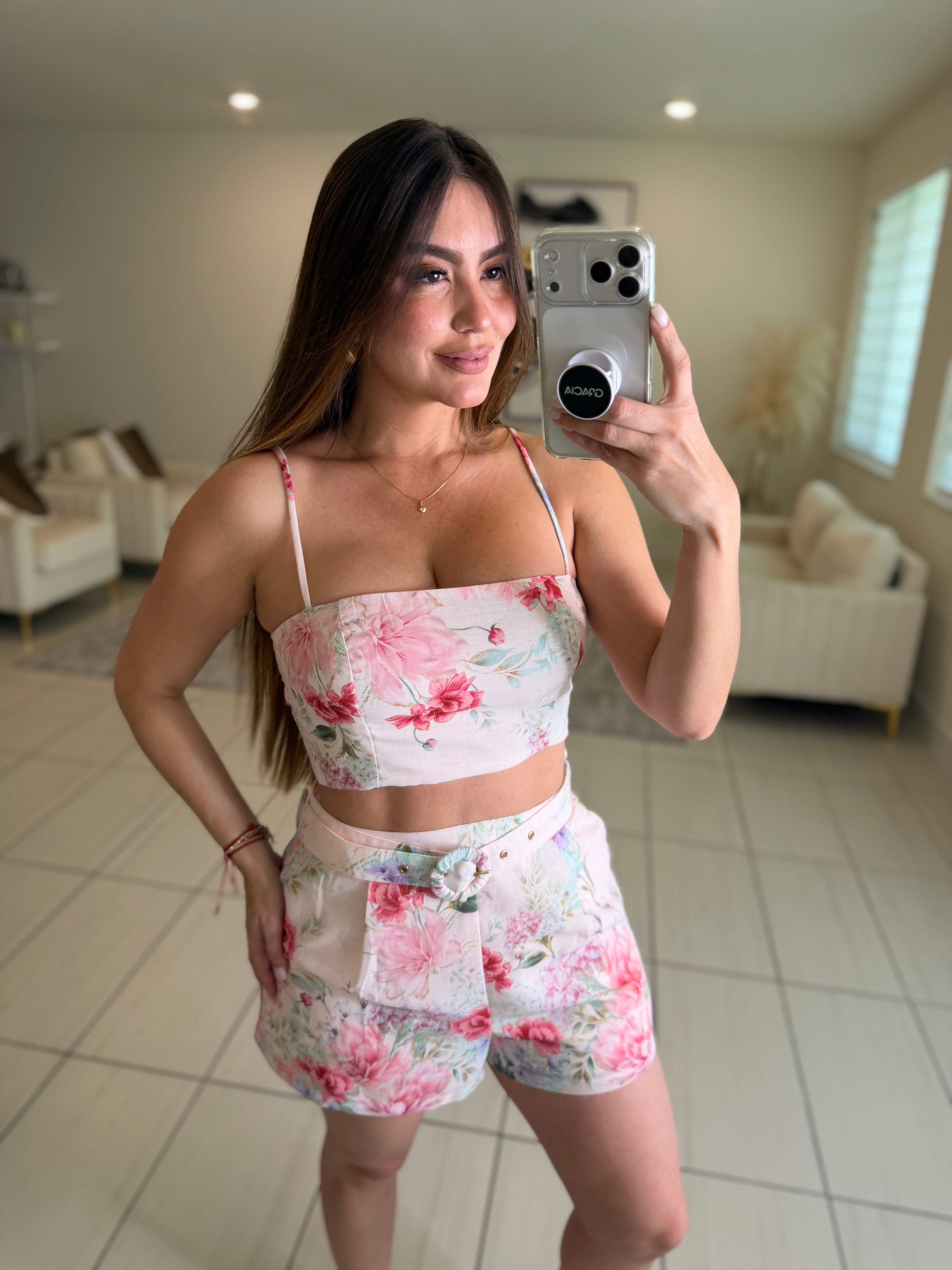 Sweetest Floral Pink Short Set