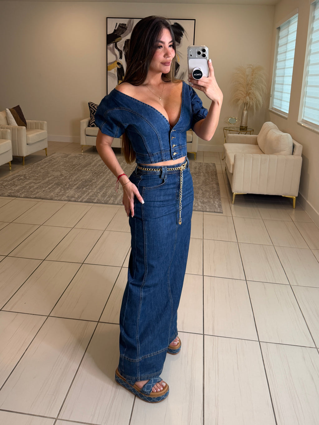 Gonna Scampanata in Denim Skirt Set