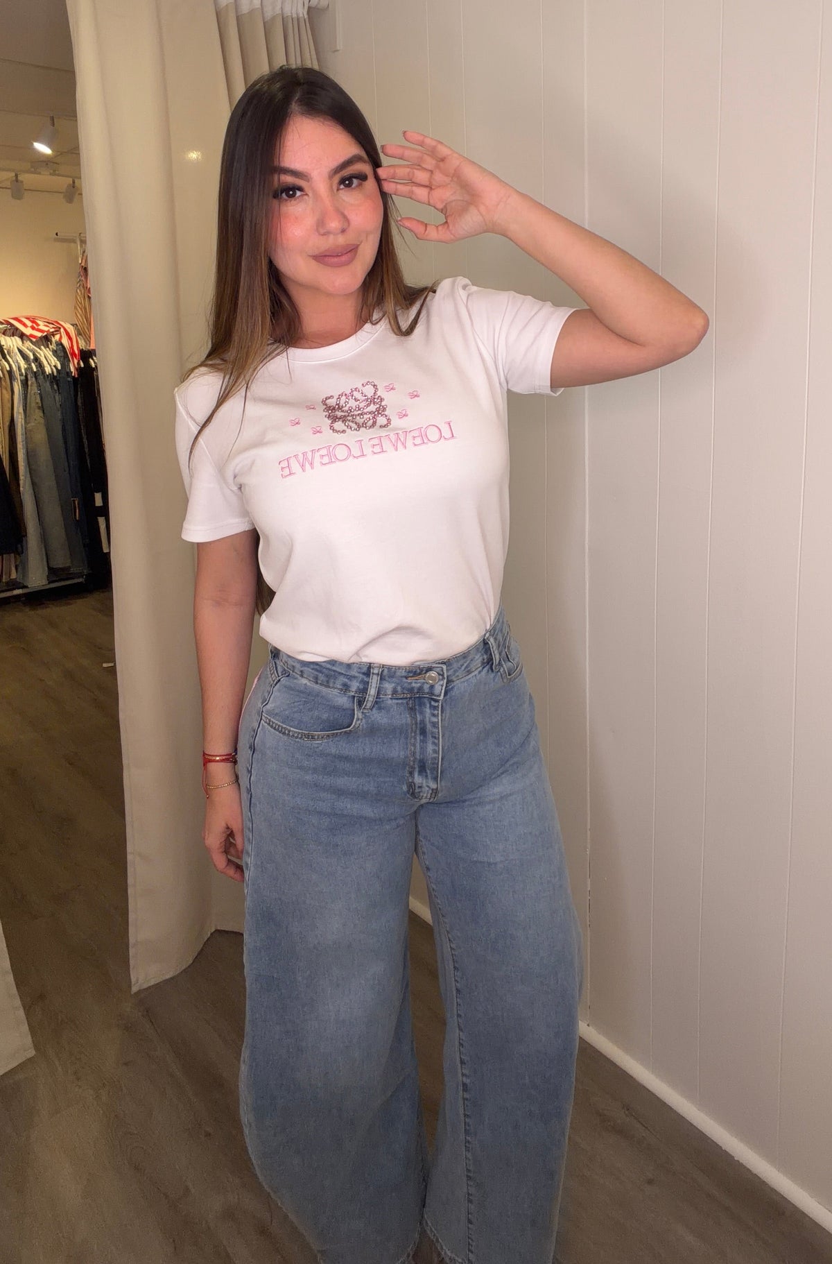 Parisian Pink Crystal Denim Pants
