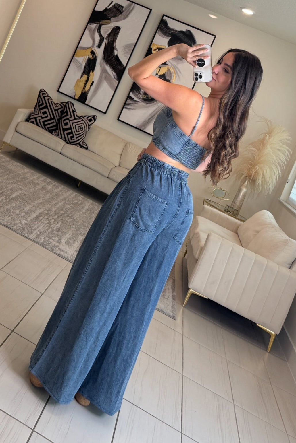 Street Chic Denim Pants Set