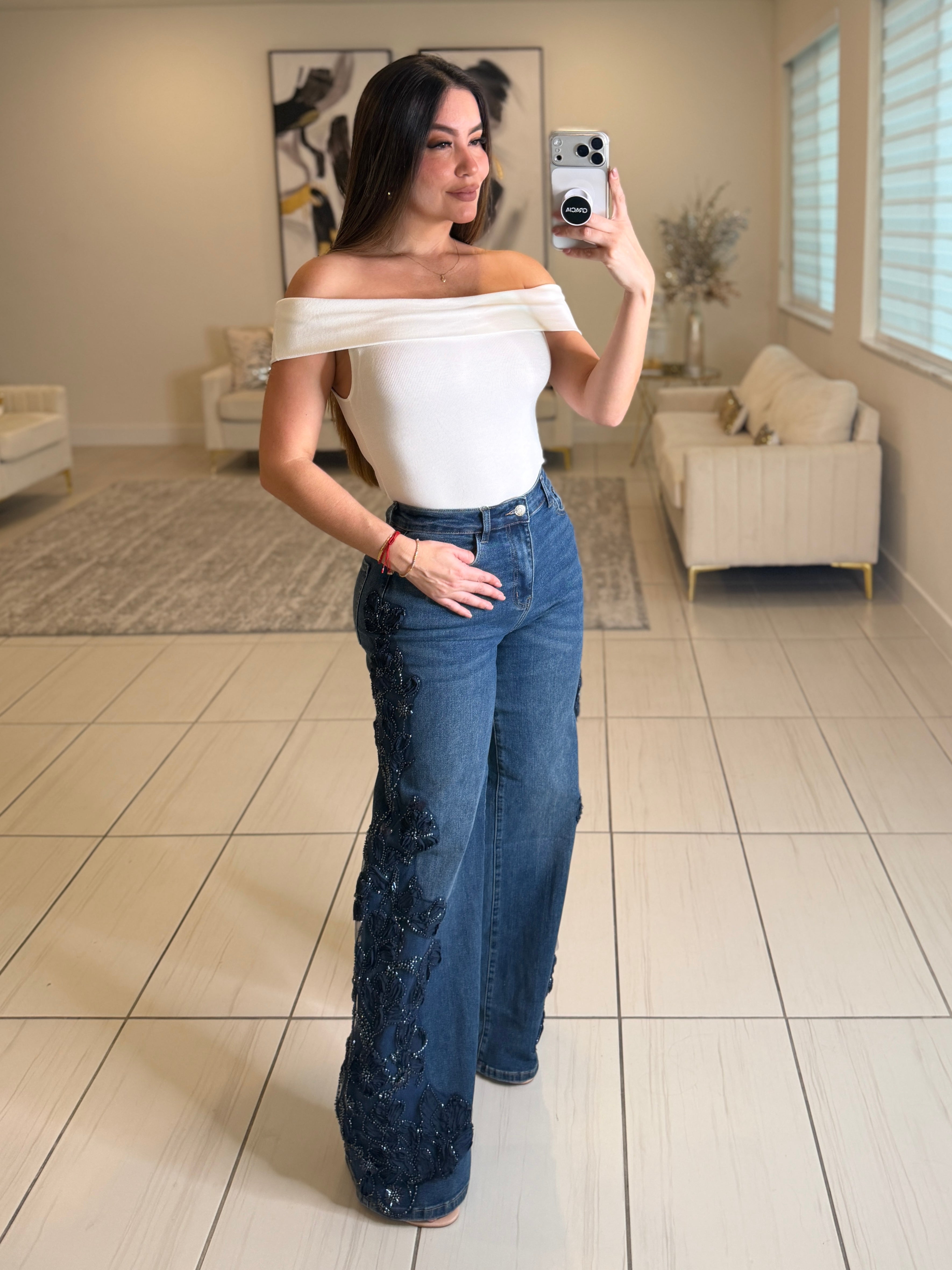 Chic Bandeau Neck White Top