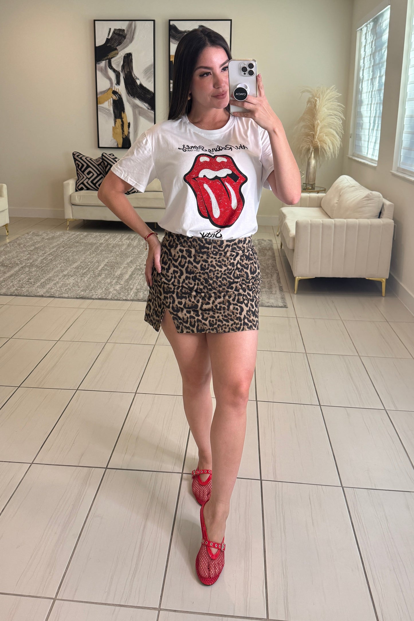 Fierce Streak Leopard Denim Short