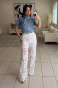 Solscite Petal Crochet White Pants