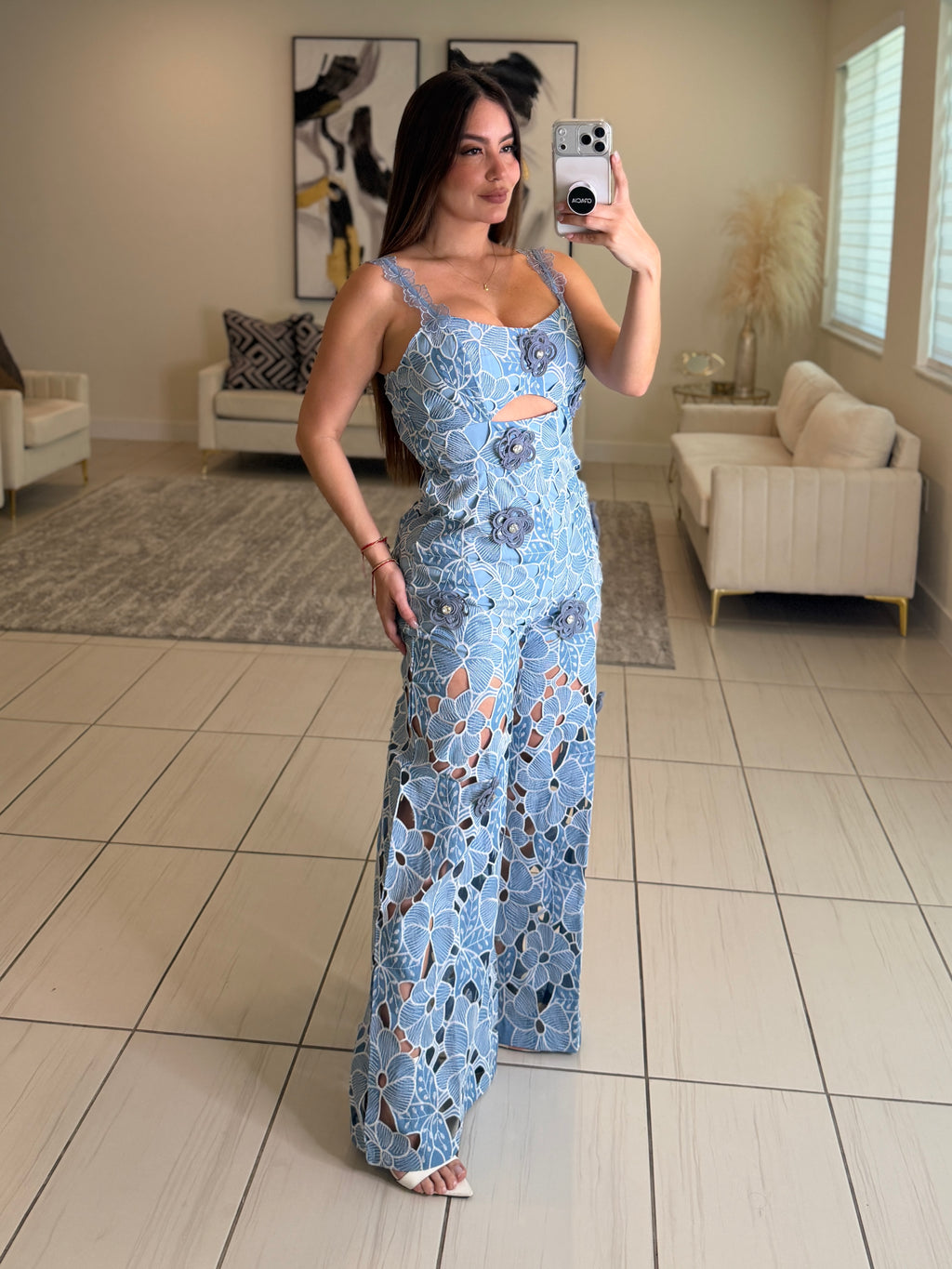 City Of Dreams Floral Blue Jumpsuit