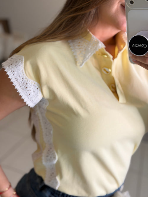 Charming Embroidery Yellow Top