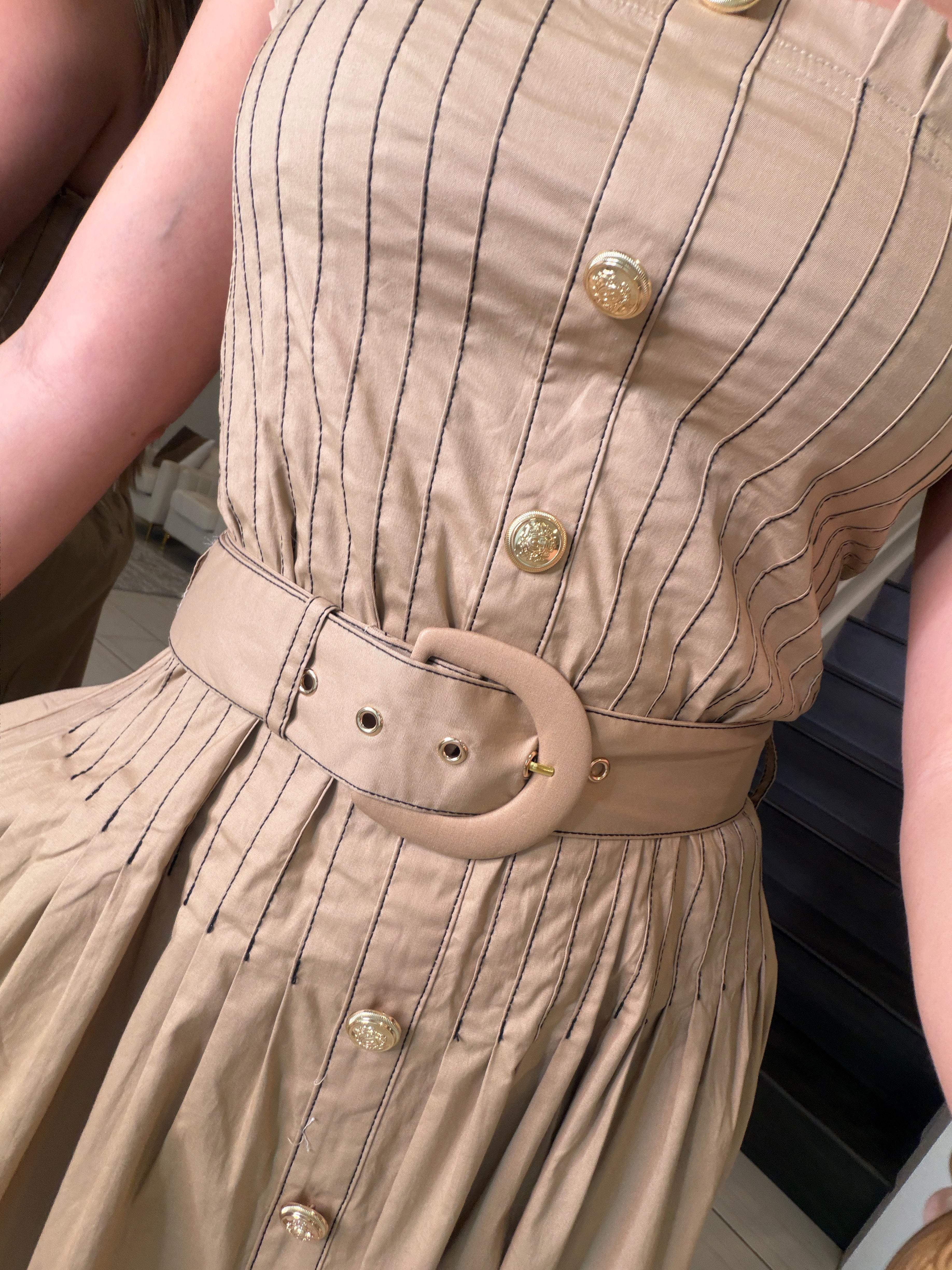 Enchanted Veil Khaki Dress