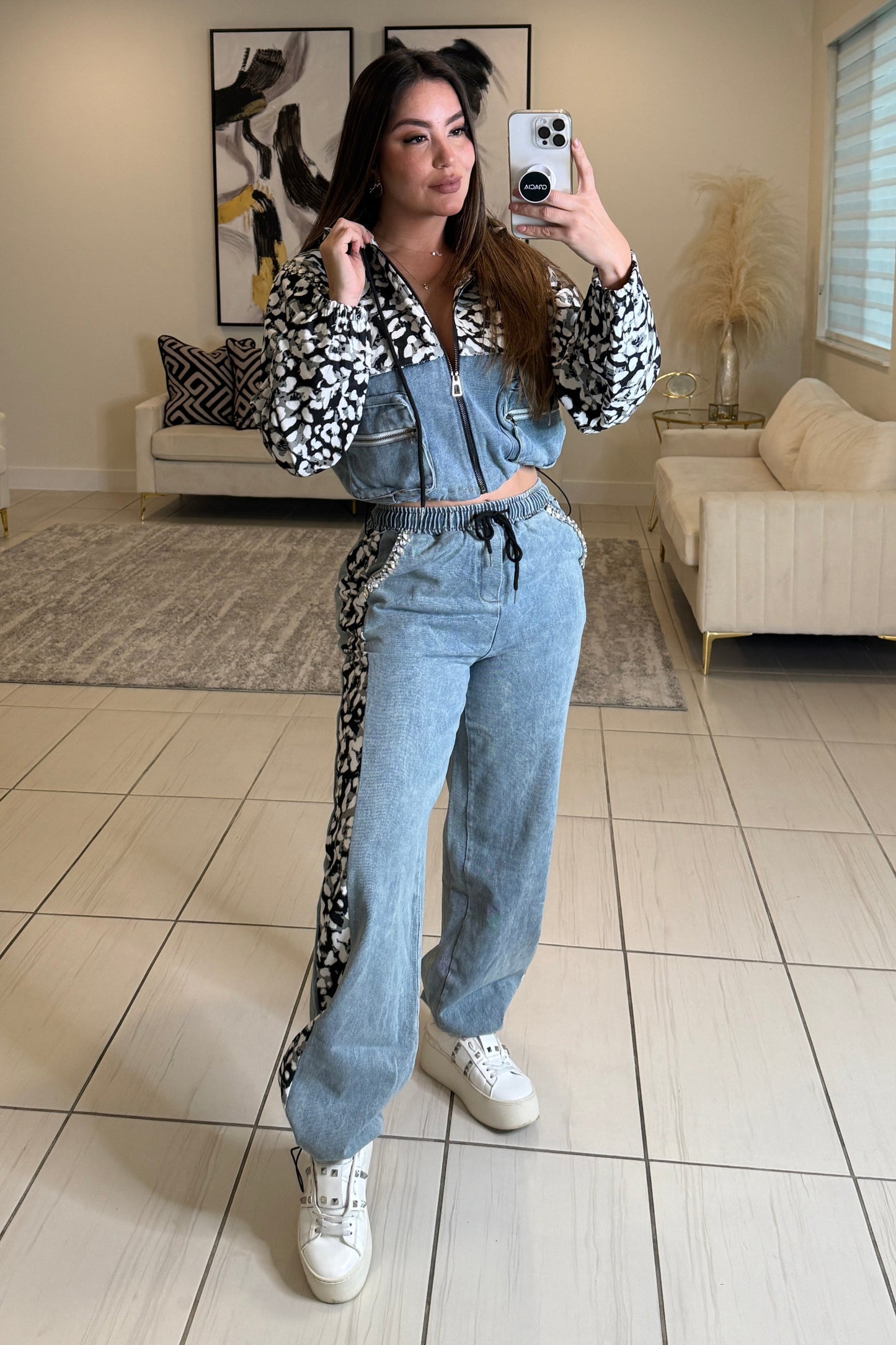 Urban Flair Leopard and Denim Comfy Set