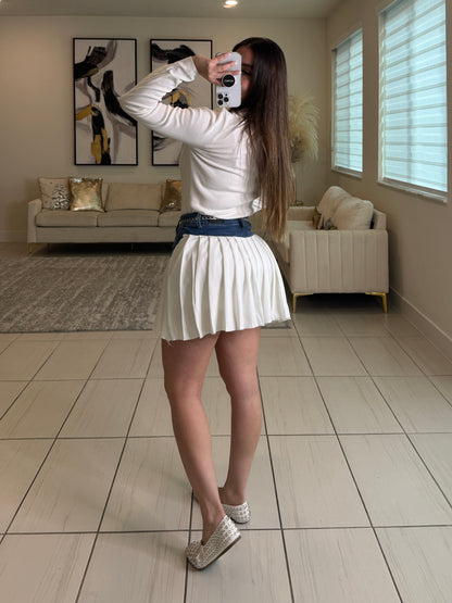 Strong Attraction White and Denim Skort