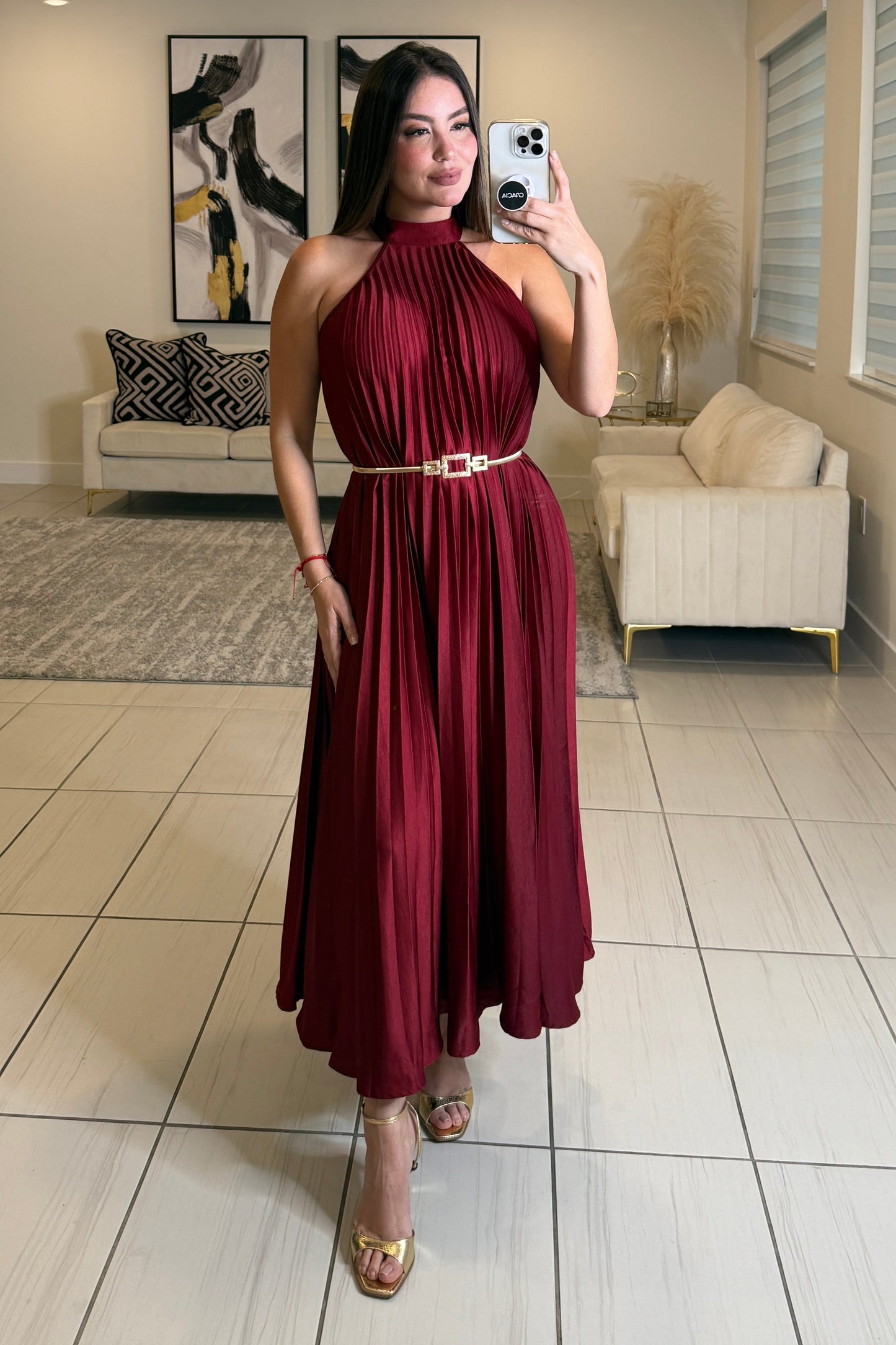 Radiant Red Wine Midi Dress