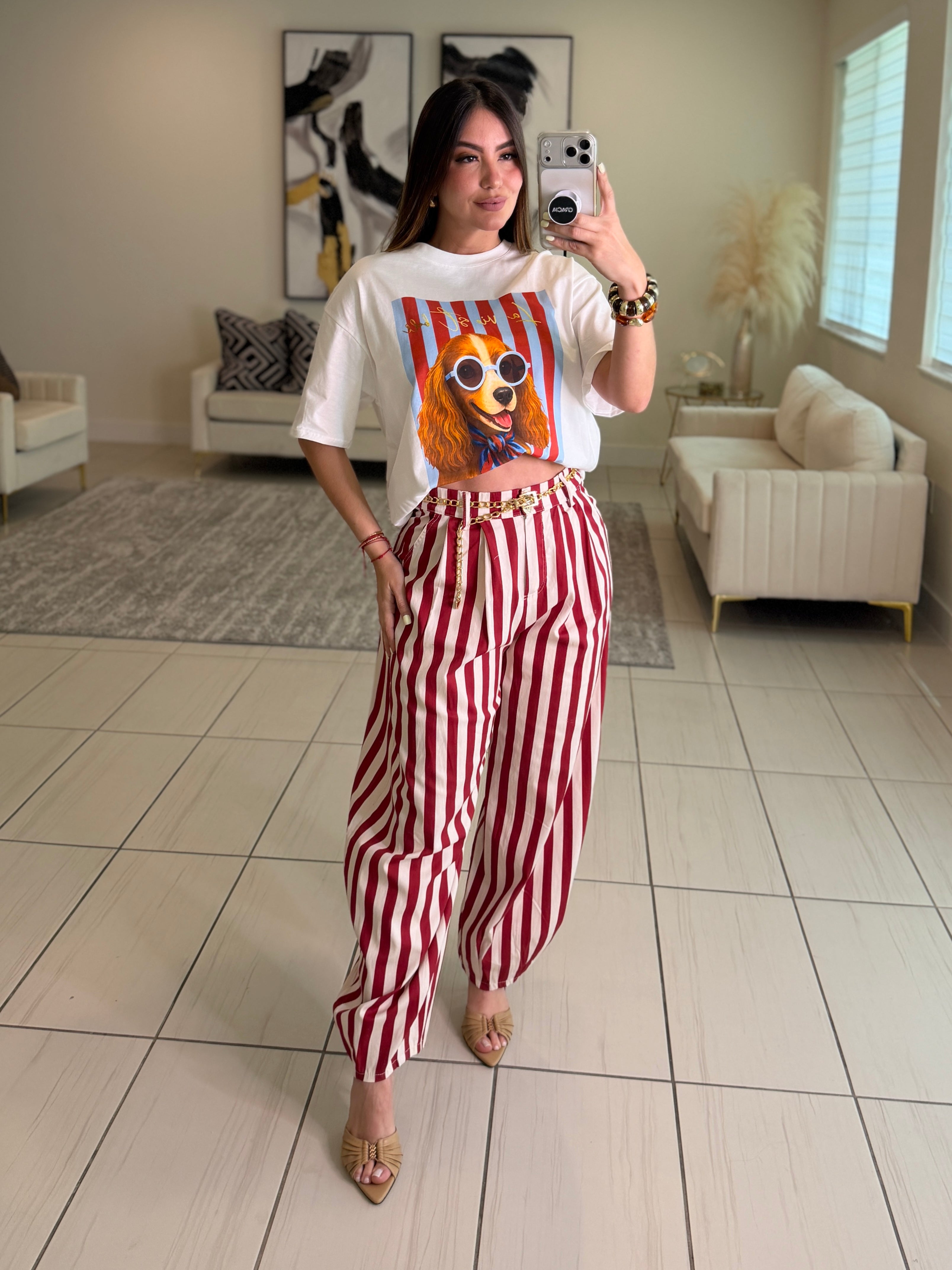 Italian Stripes Red Barrel Pants