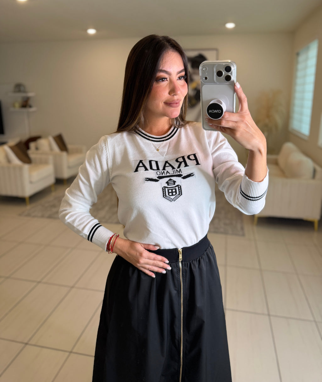 Iconic Warm Knit White Sweater