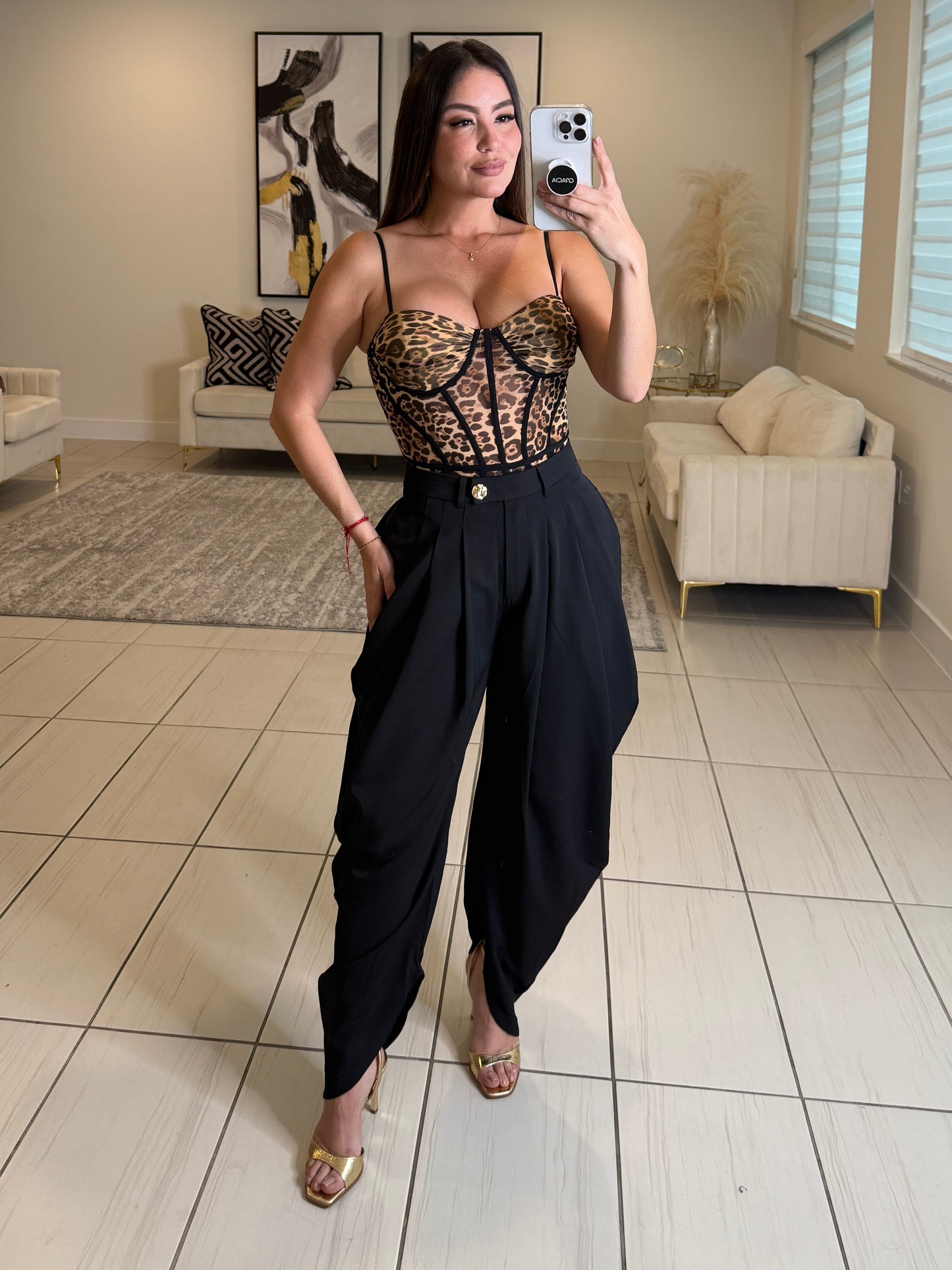 Glam Leopard Print Bodysuit
