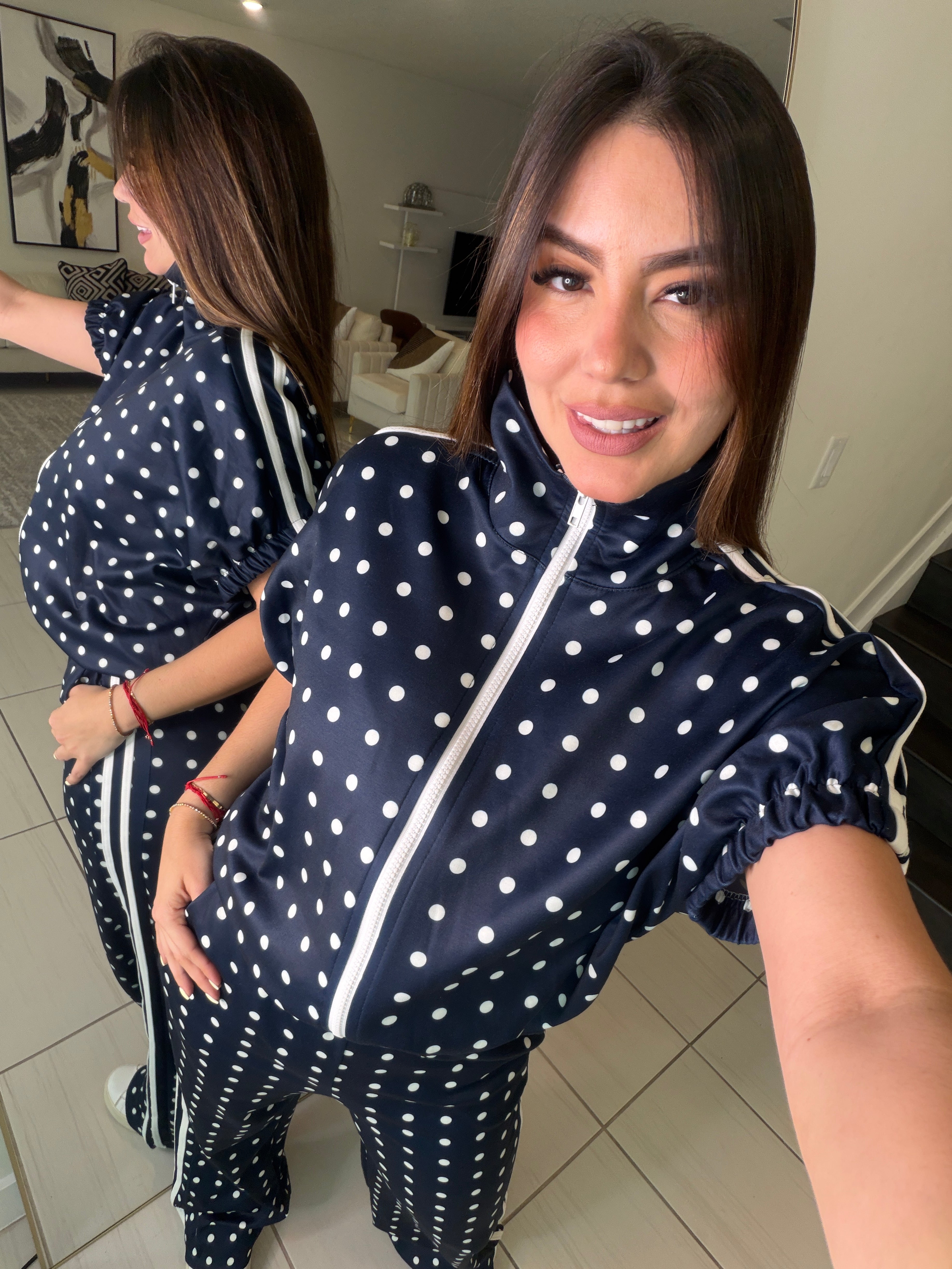 Italian Dots Navy Blue Pants Set