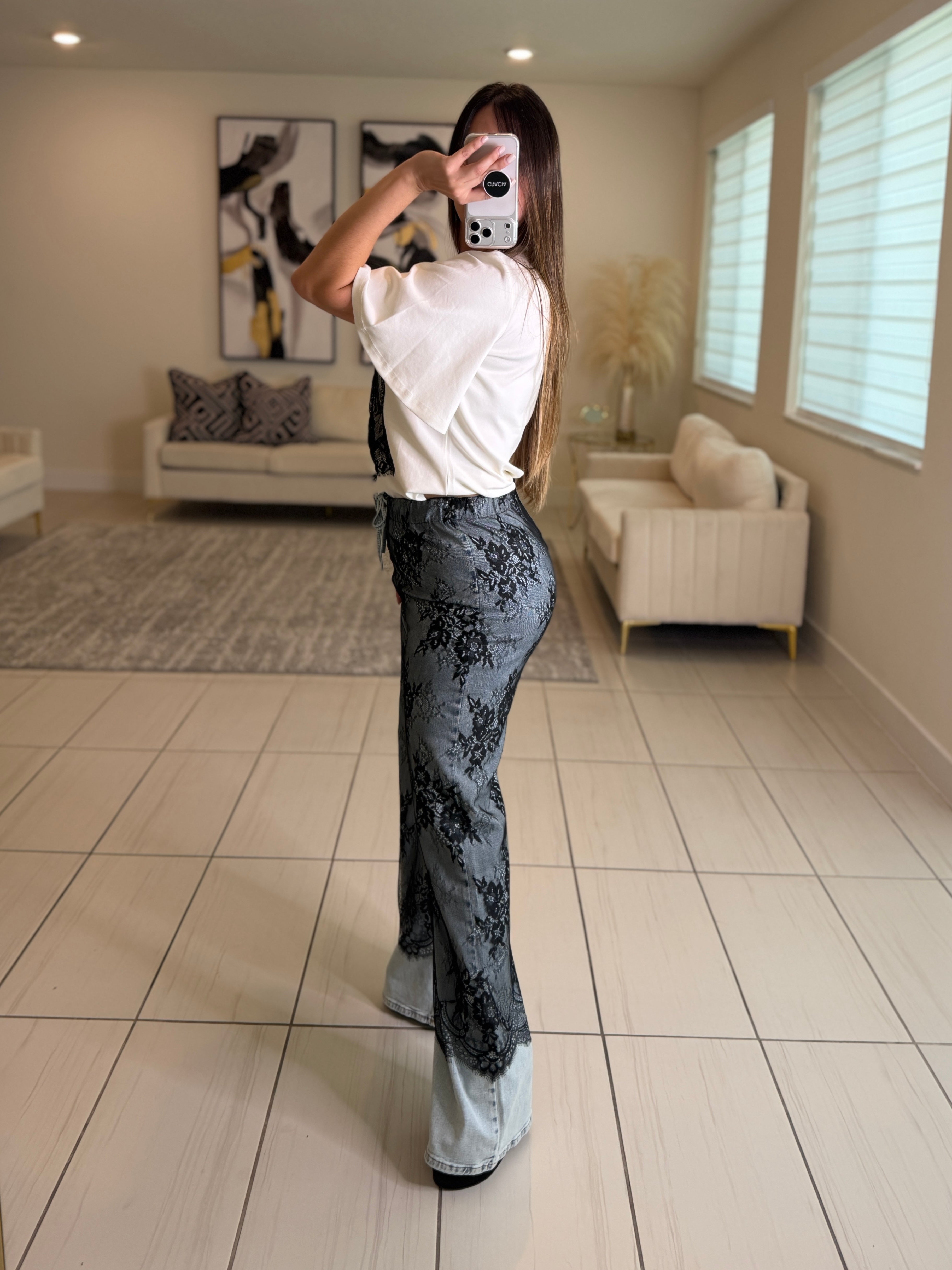 Dangerous Muse Lace Denim Pants