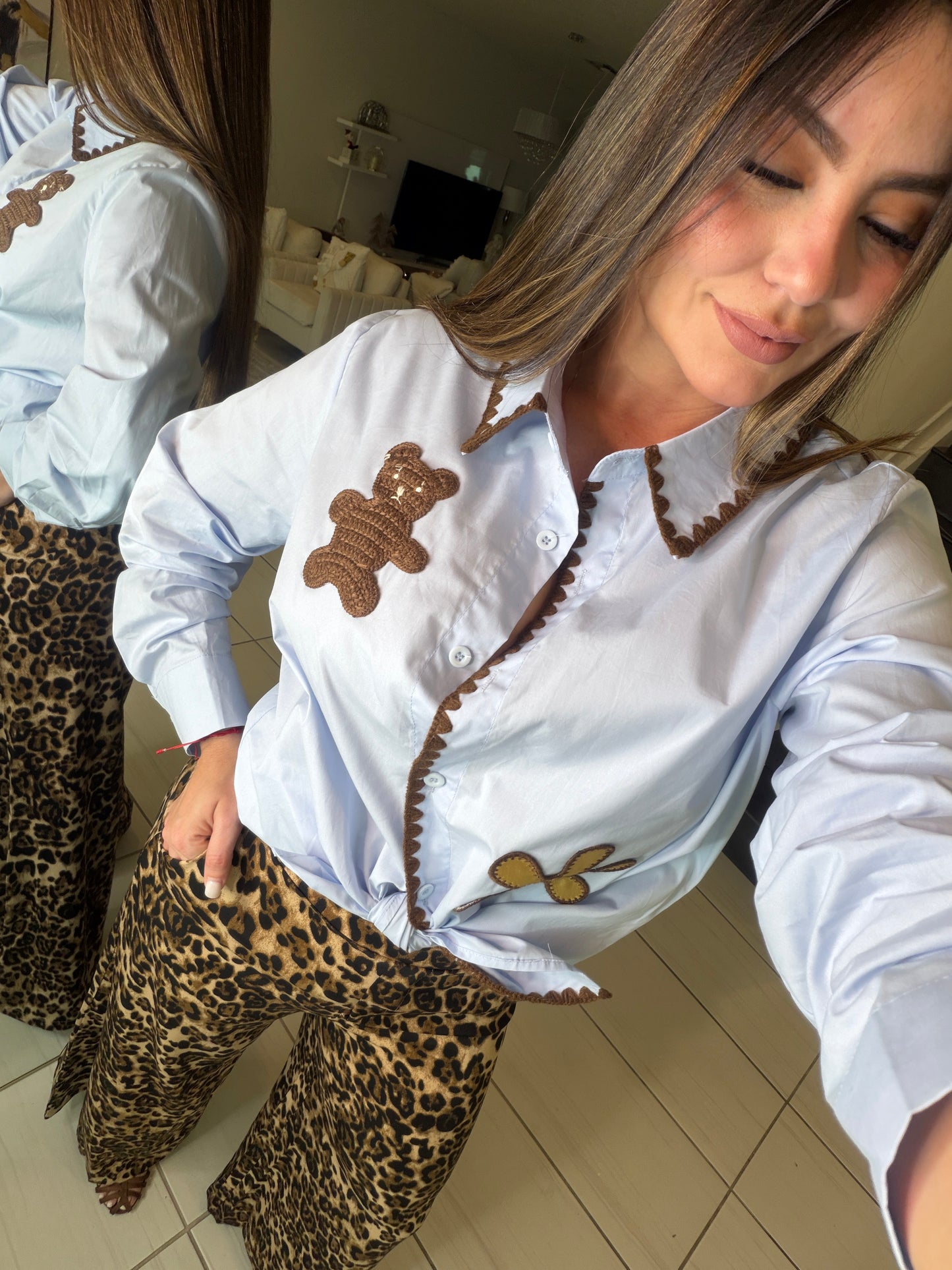 Structured Muse Light Blue Shirt Top