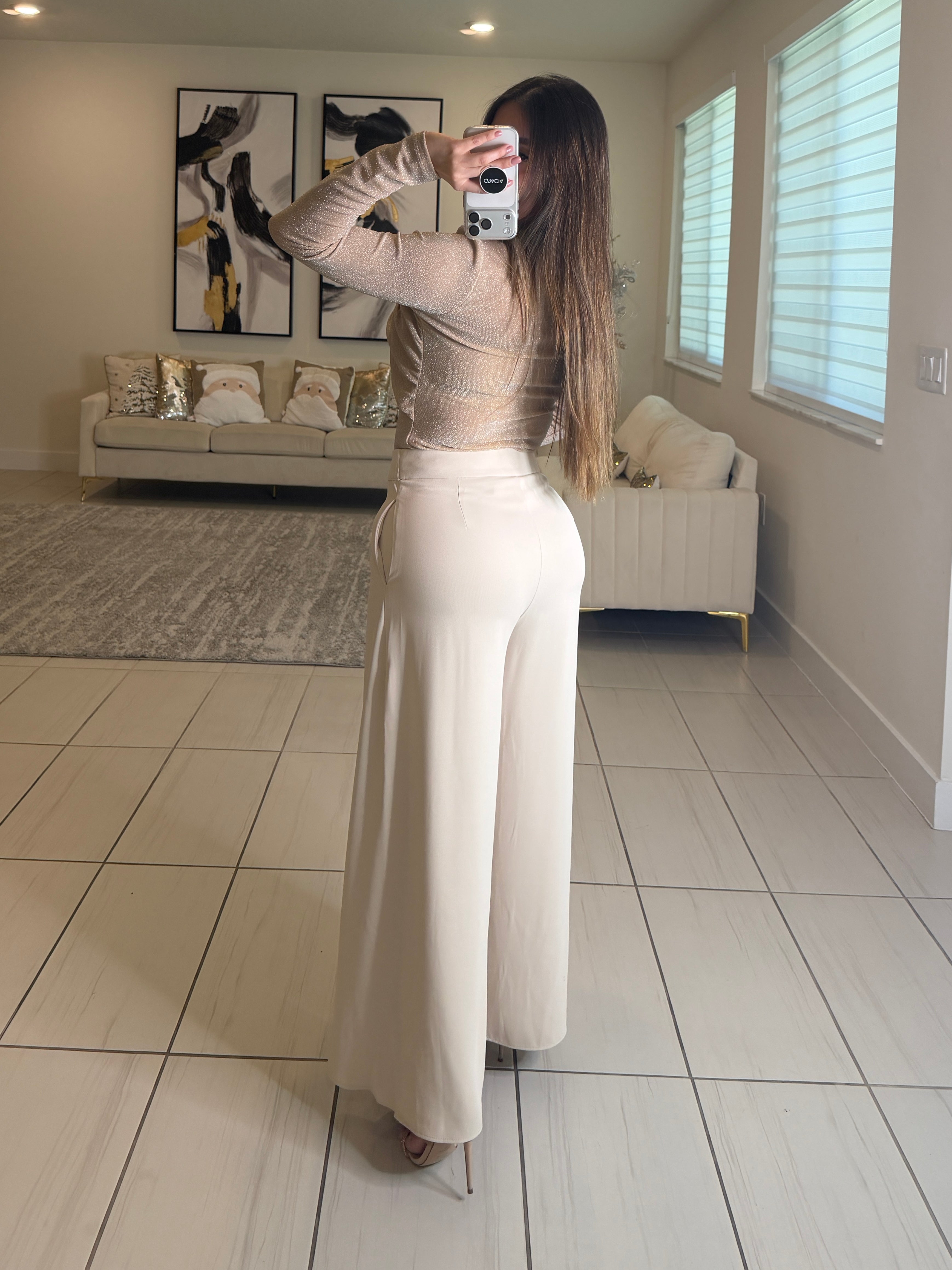 Asymmetrical Ambrosia Beige Pants