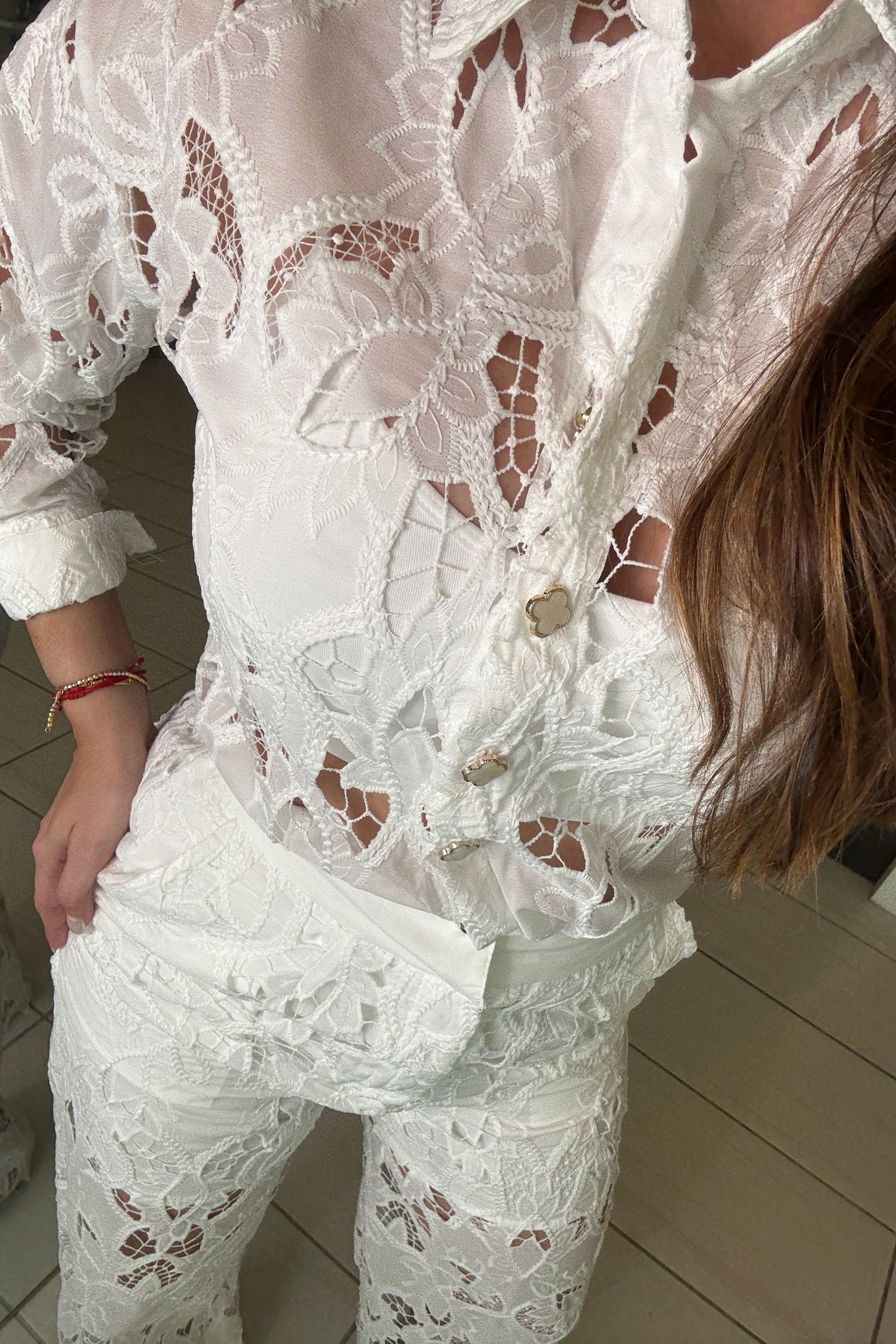 Petal Whispers White Pant Set