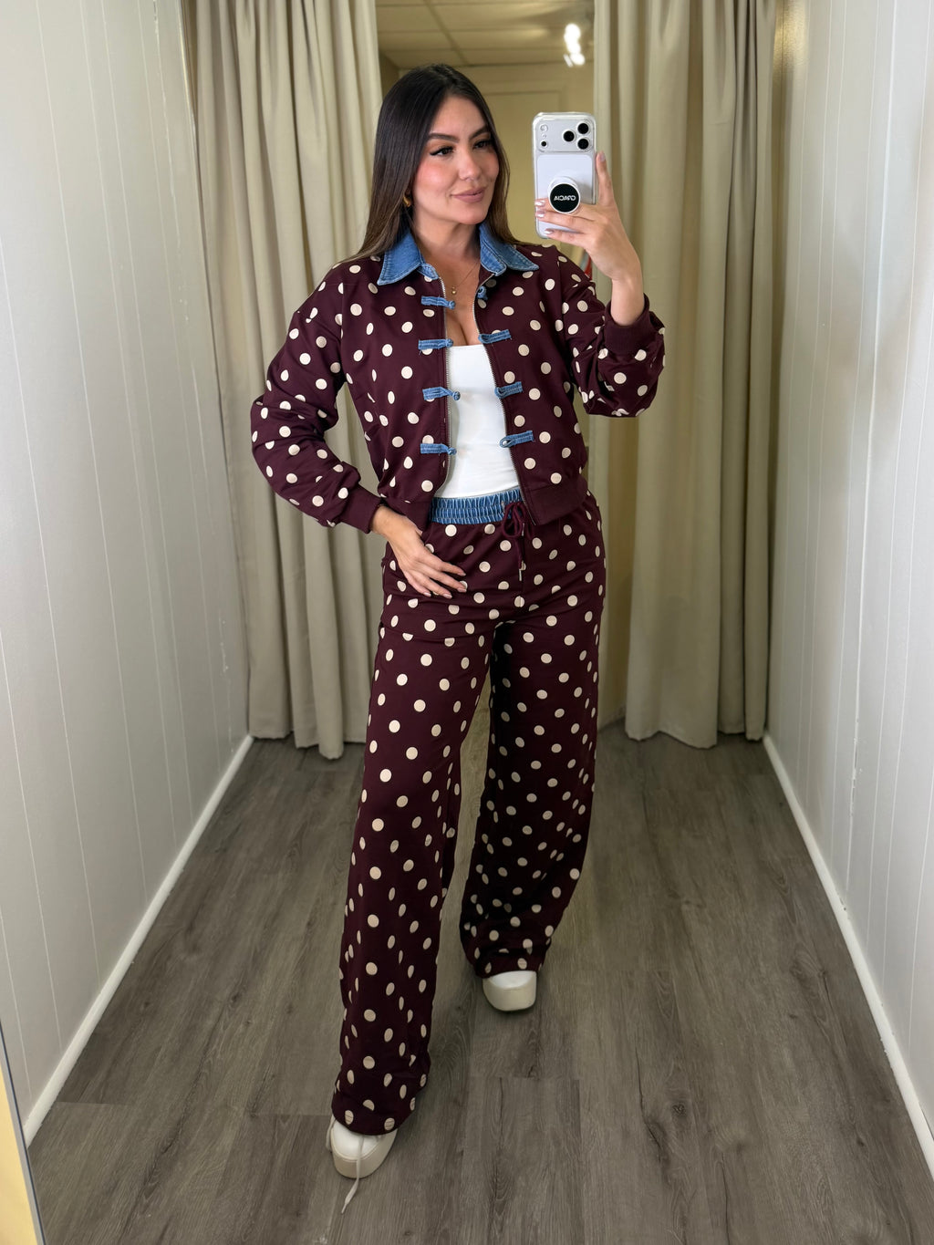 Oriental Polka Burgundy Pant Set
