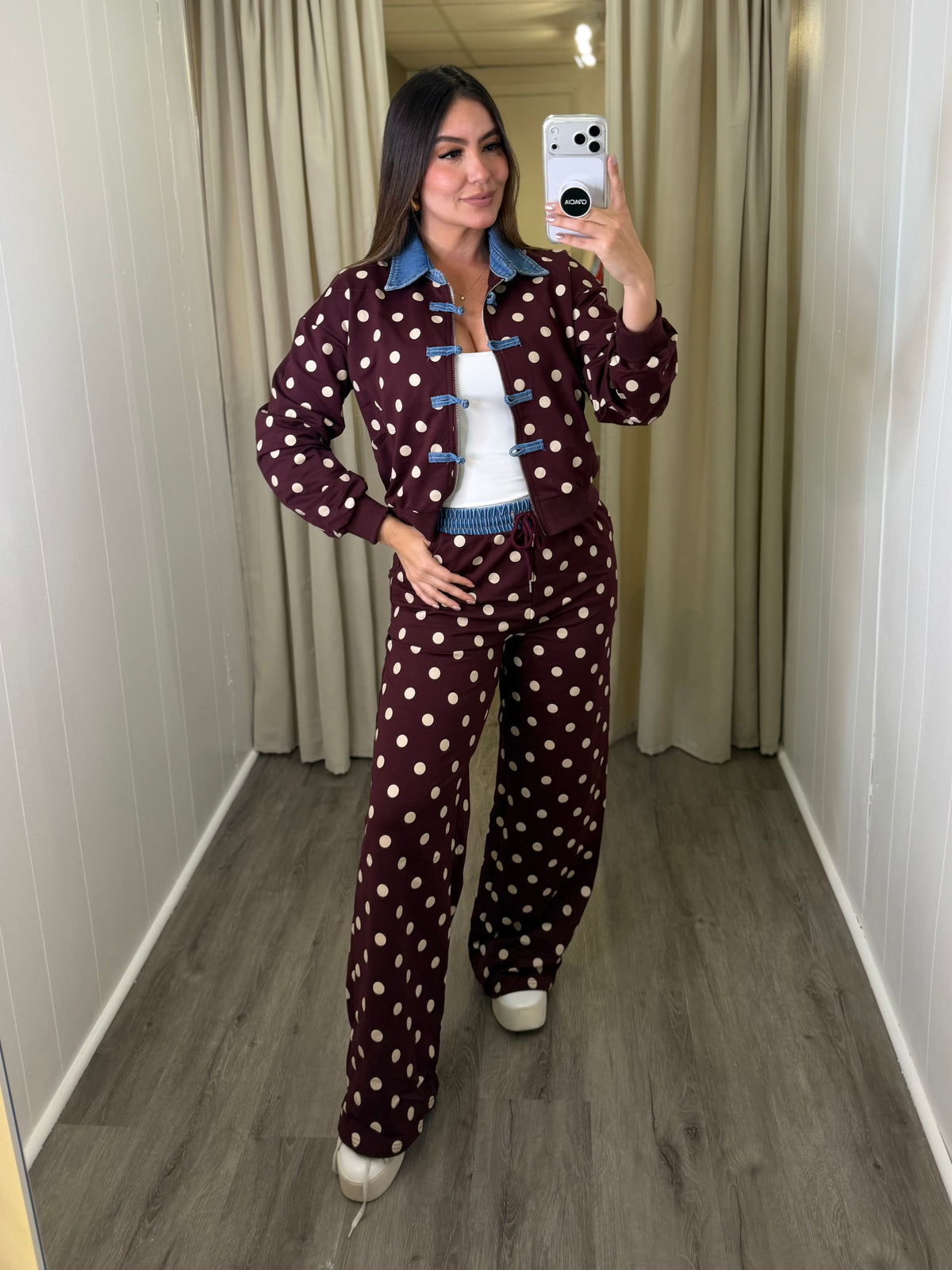 Oriental Polka Burgundy Pant Set