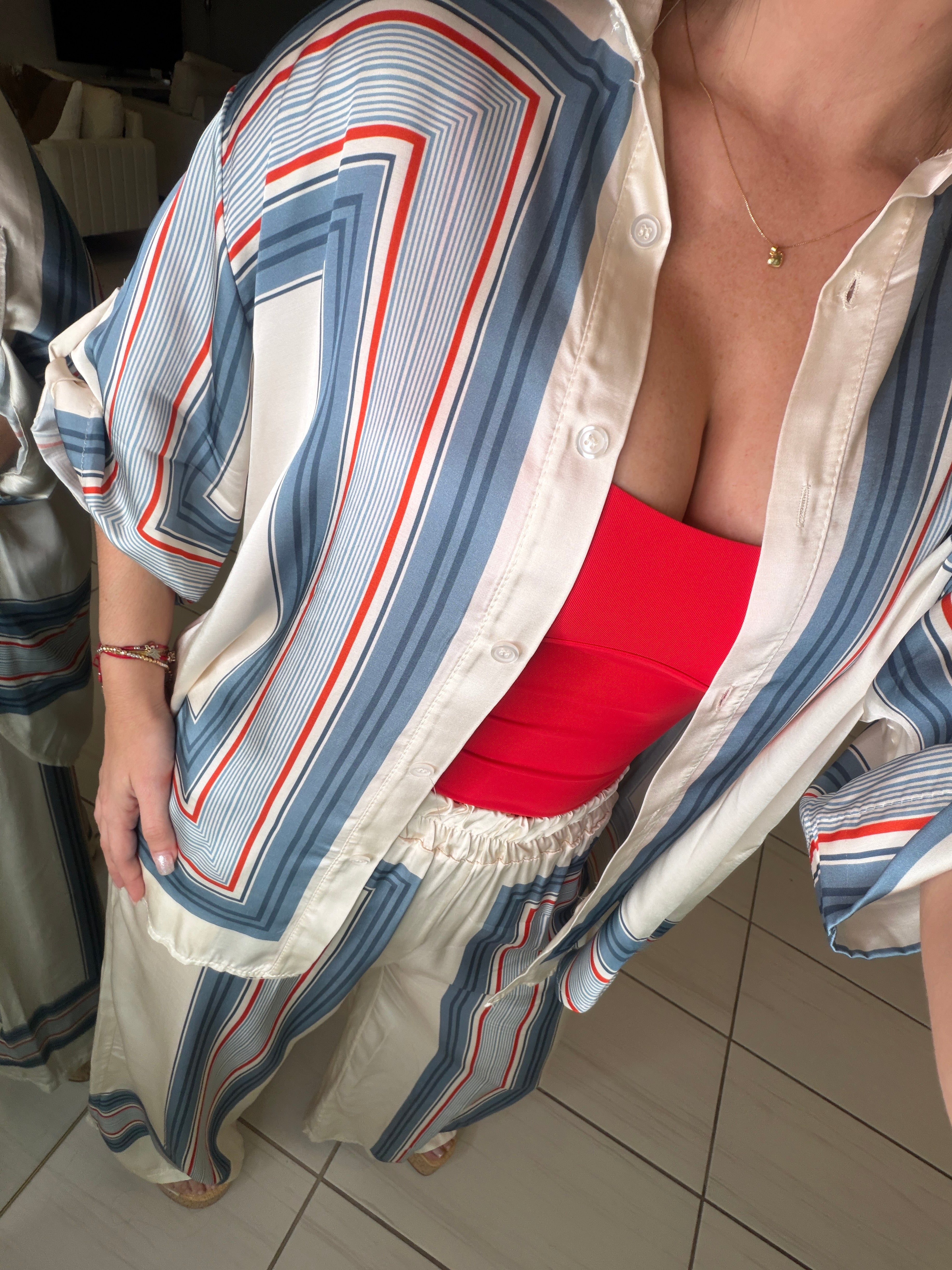 Marine Stripes Beige Pant Set