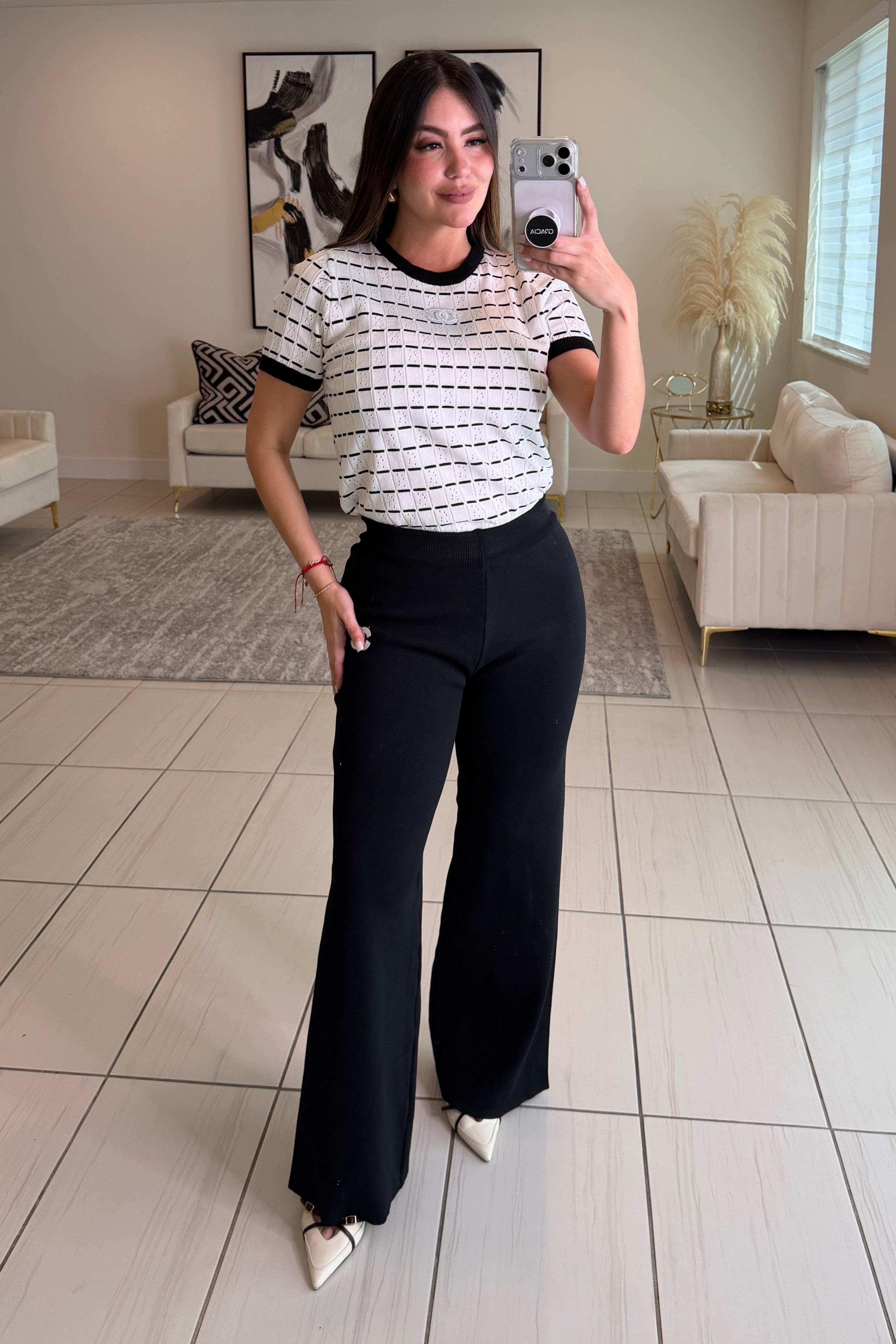 Simplicity Knit Black and White Pant Set