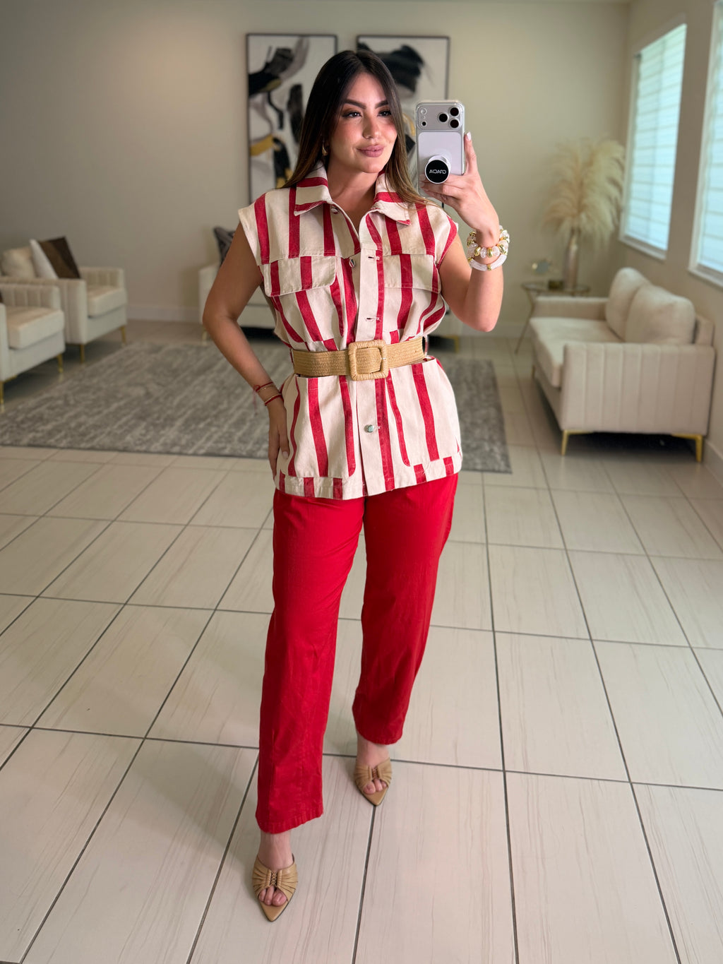 Divine Striped Red and Beige Jacket