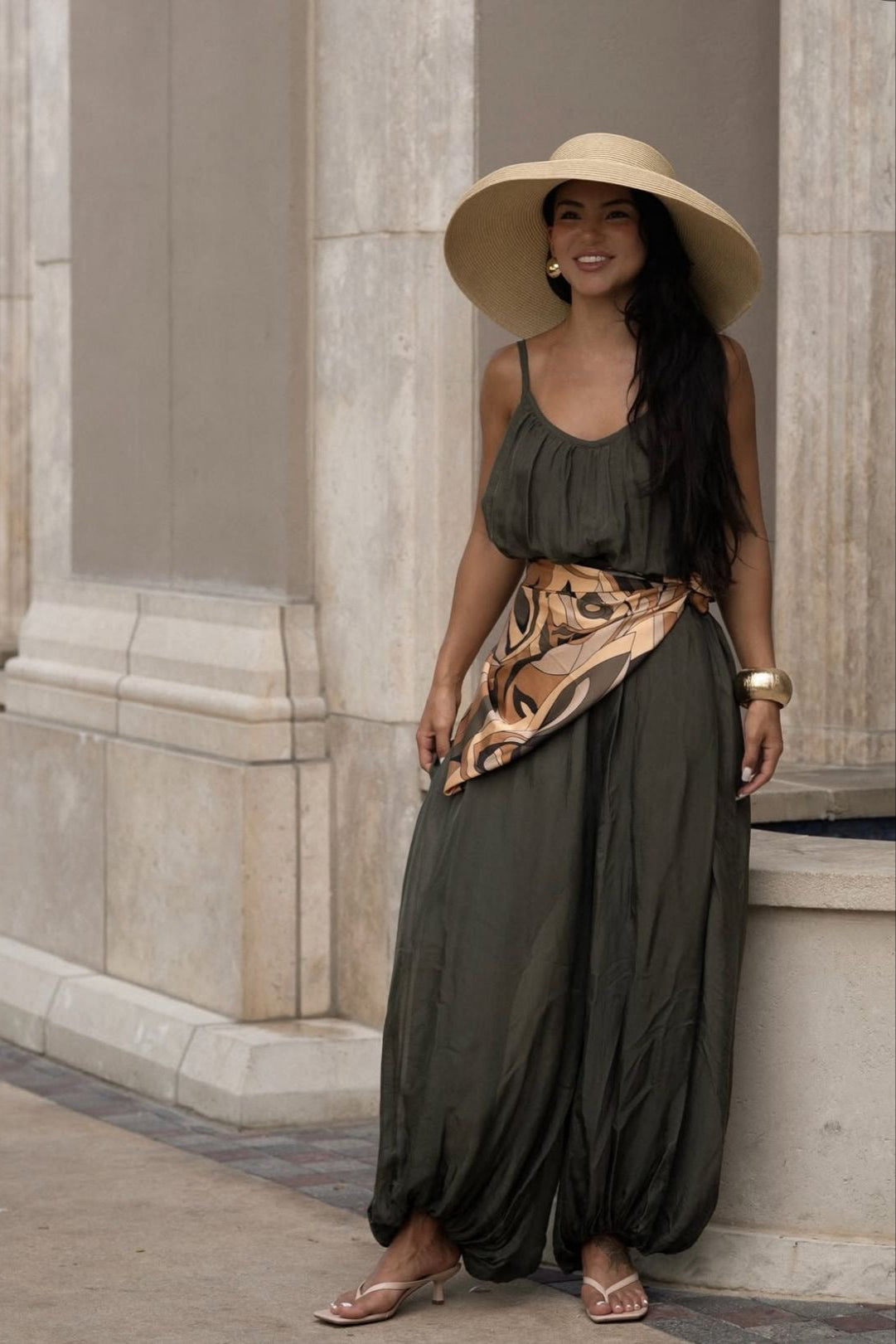 Effortless Essence Ruched Green Jumpsuit