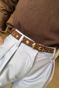 Studs Brown Velvet Belt