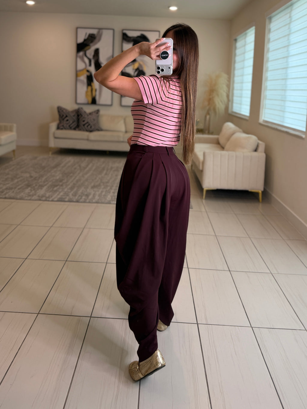 Goddess Motion Red Wine Balloon Pants
